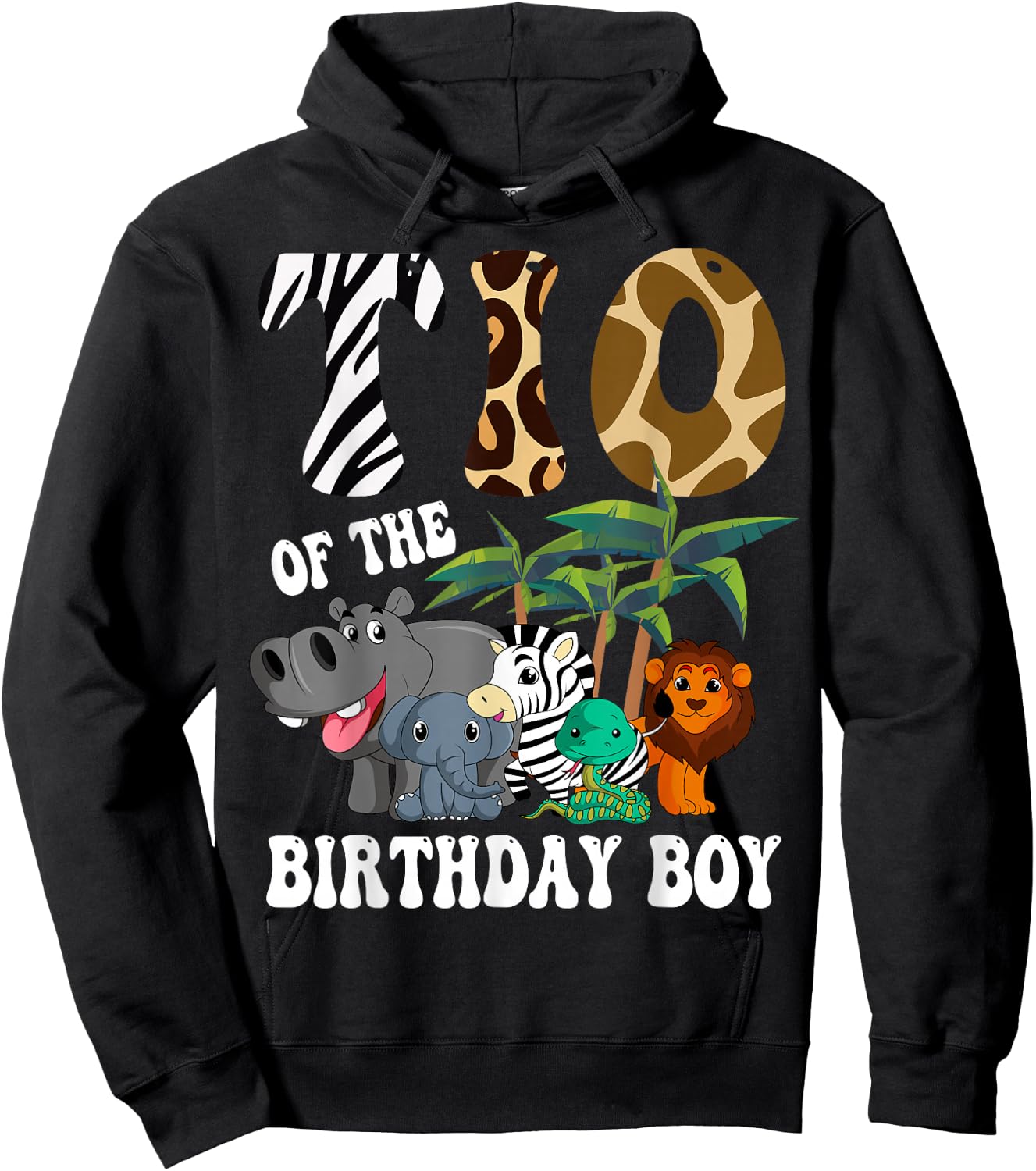 Tio of the Birthday Boy Zoo Bday Safari Celebration Hoodie - Hoodie | Black