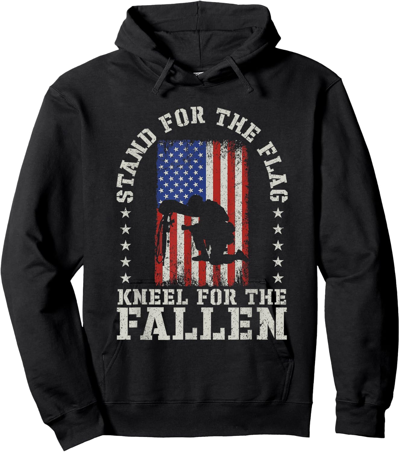 Stand For The Flag Kneel For The Fallen Veteran Patriotic Hoodie - Hoodie | Black
