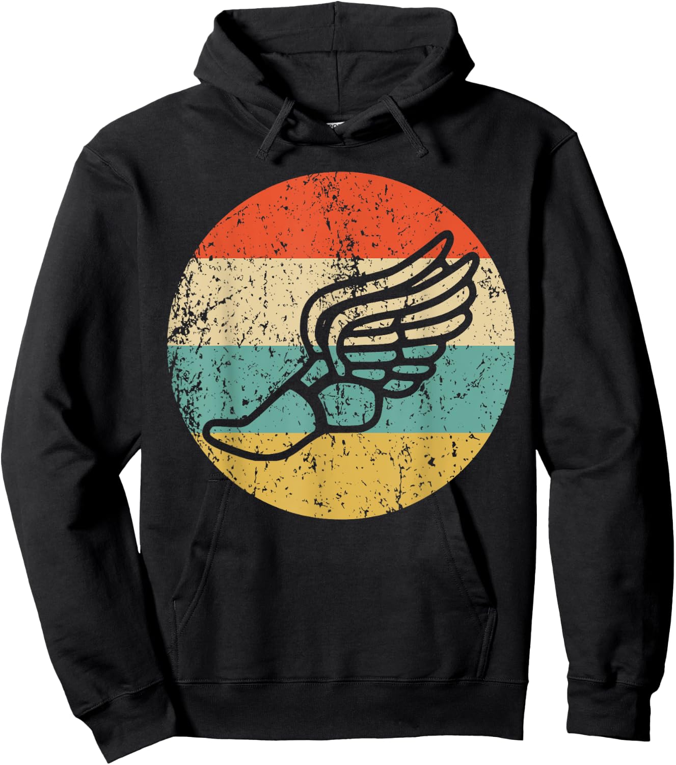 Running Shoe With Wings Retro Style Track Hoodie - Hoodie | Black