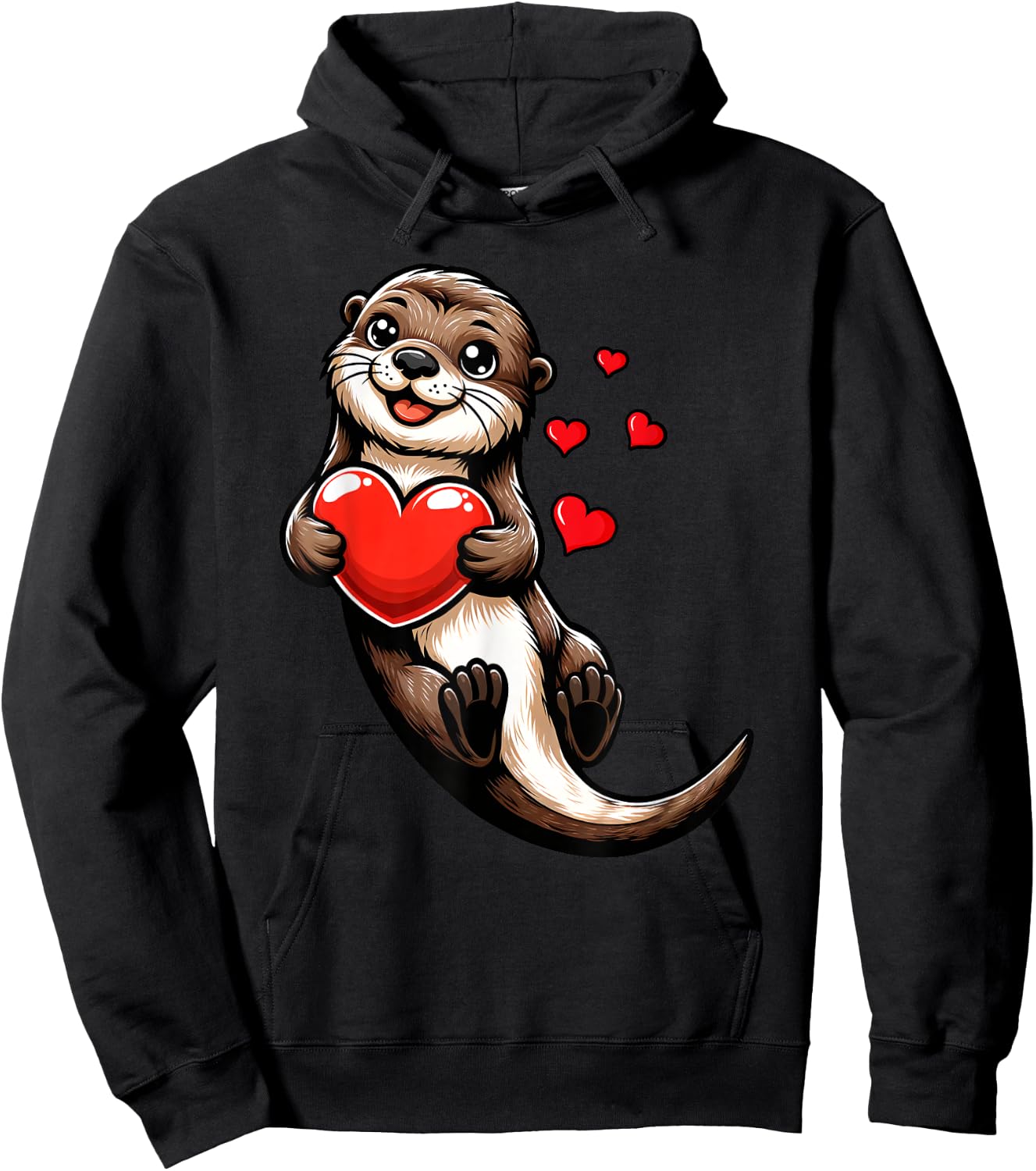 Cute Sea Otter Valentines Heart Lover Funny Boys Girls Kids Hoodie - Hoodie | Black