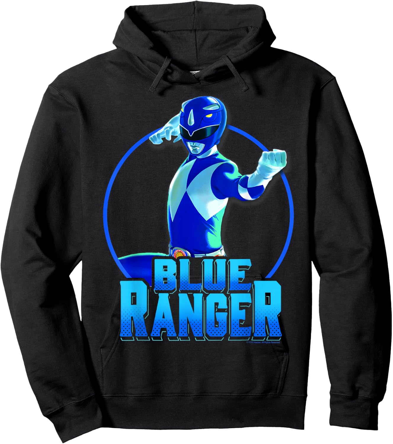 Power Rangers Blue Ranger Karate Action Circle Portrait Hoodie - Hoodie | Black