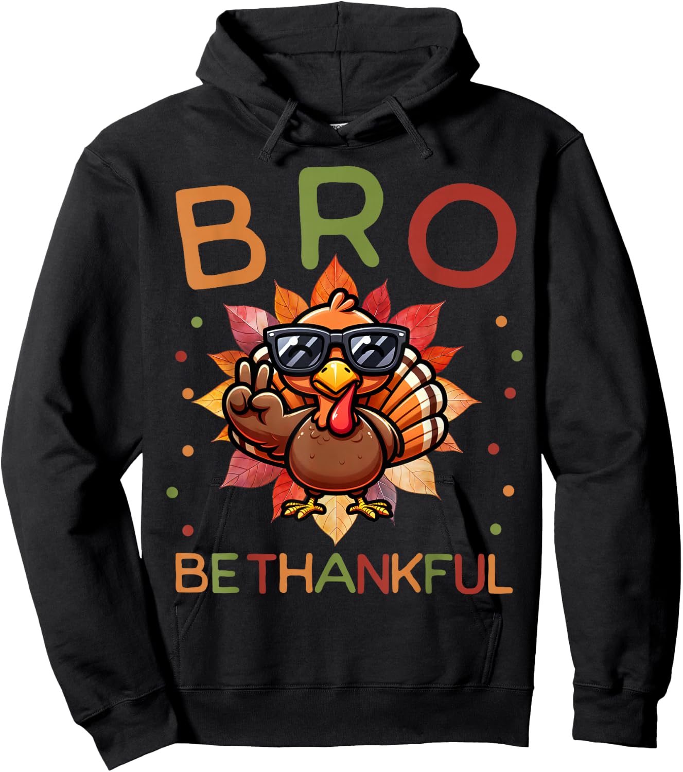 BRO Be Thankful Funny Thanksgiving Girls Kids Turkey Brother Hoodie - Hoodie | Black