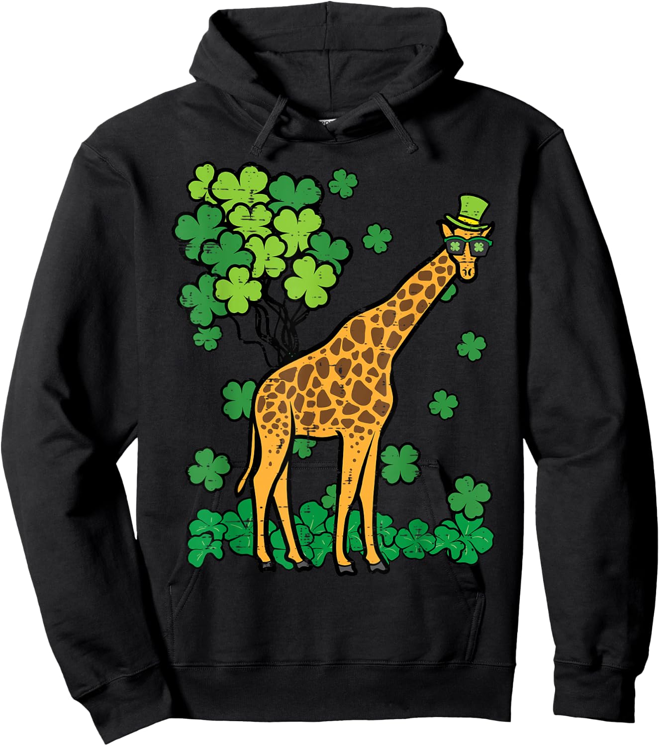 St Patricks Day Giraffe Saint Pattys Paddys Kids Men Women Hoodie - Hoodie | Black