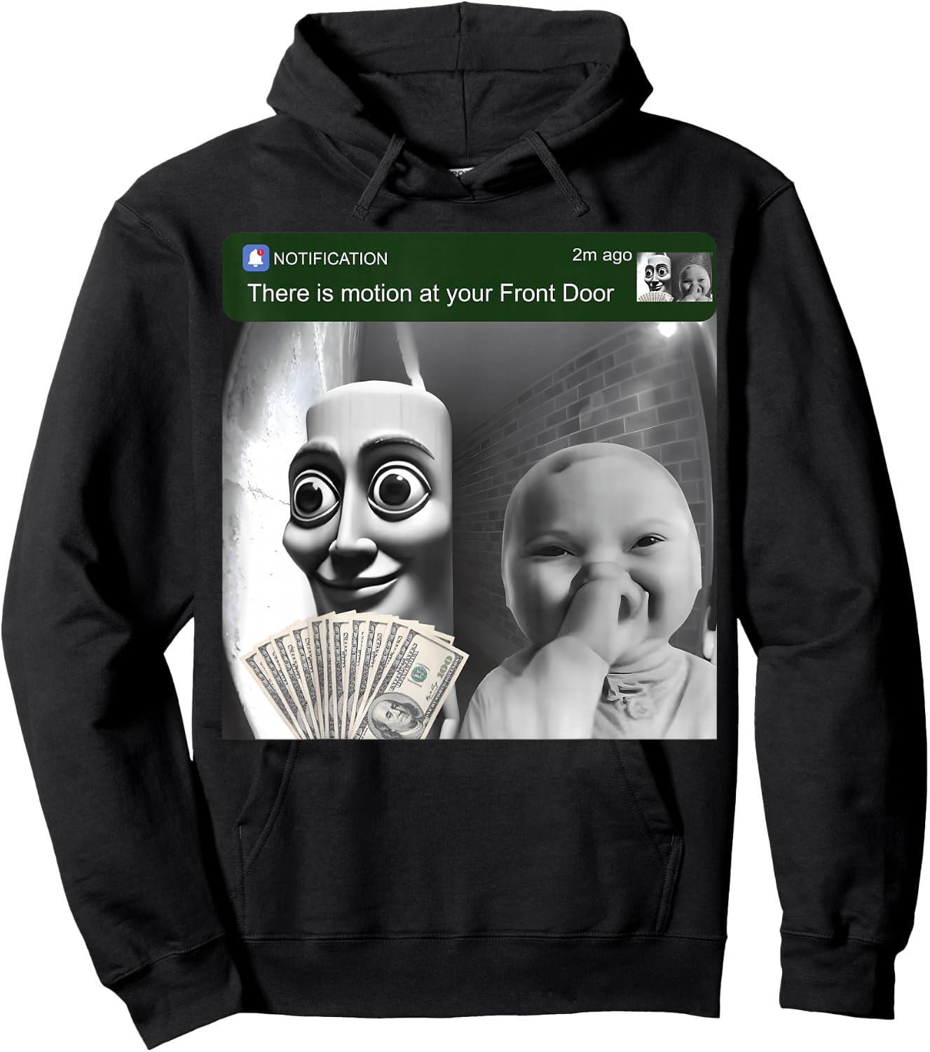 There is Motion at Your Front Door Ai Baby Tung Sahur Hoodie - Hoodie | Black