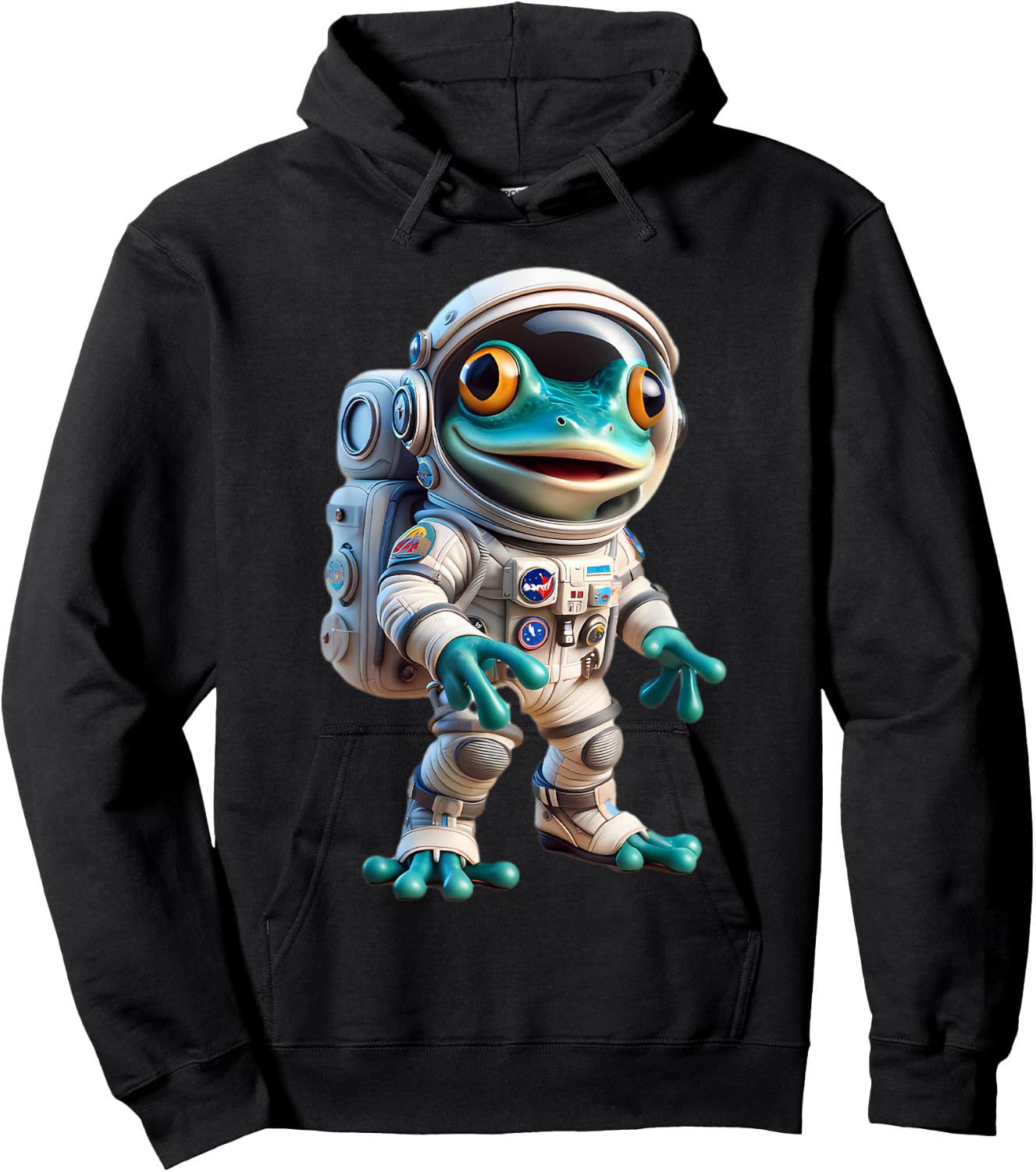 Cute Frog Astronaut Helmet Space Men Women Kids Hoodie - Hoodie | Black