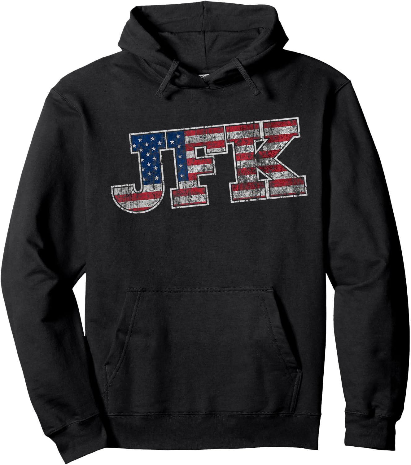 JFK T Shirt - Distressed Flag United States of America Hoodie - Hoodie | Black