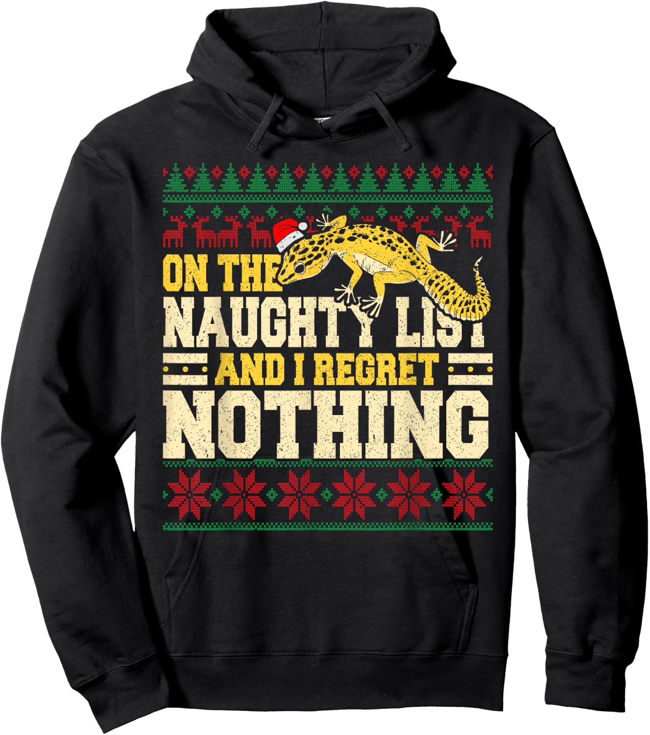 Funny Lizard Reptile - Tiny Dragon Leopard Gecko Christmas Hoodie - Hoodie | Black
