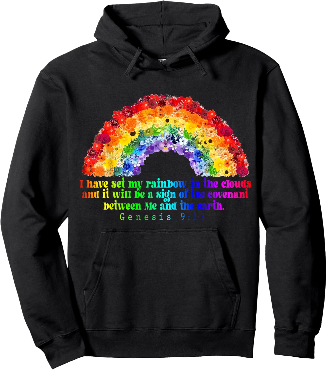 Genesis 9:13, Christian Rainbow God's Promise God’s Covenant Hoodie - Hoodie | Black