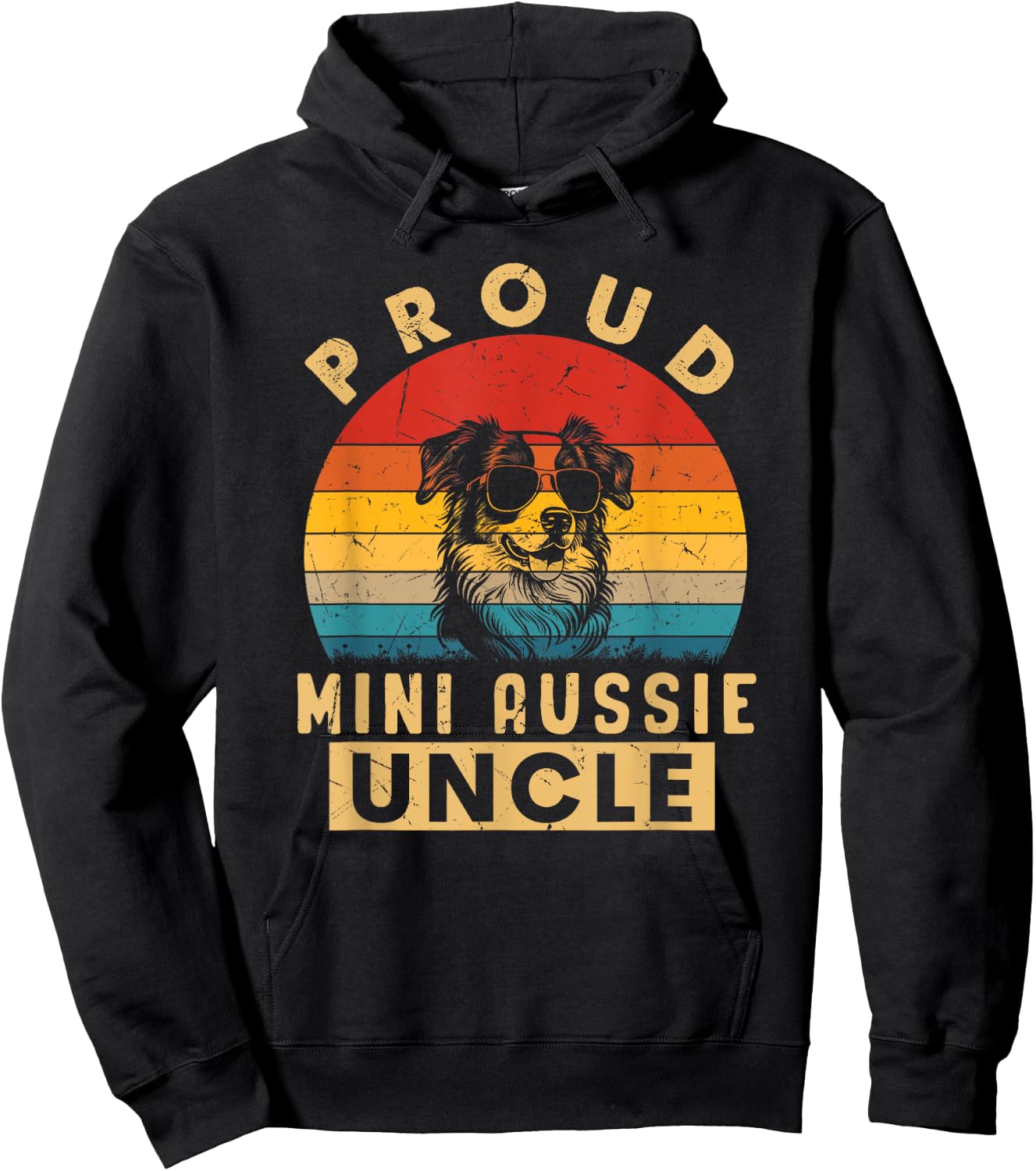 Proud Mini Aussie Uncle Gifts Dog Lovers Dad Fathers Day Hoodie - Hoodie | Black