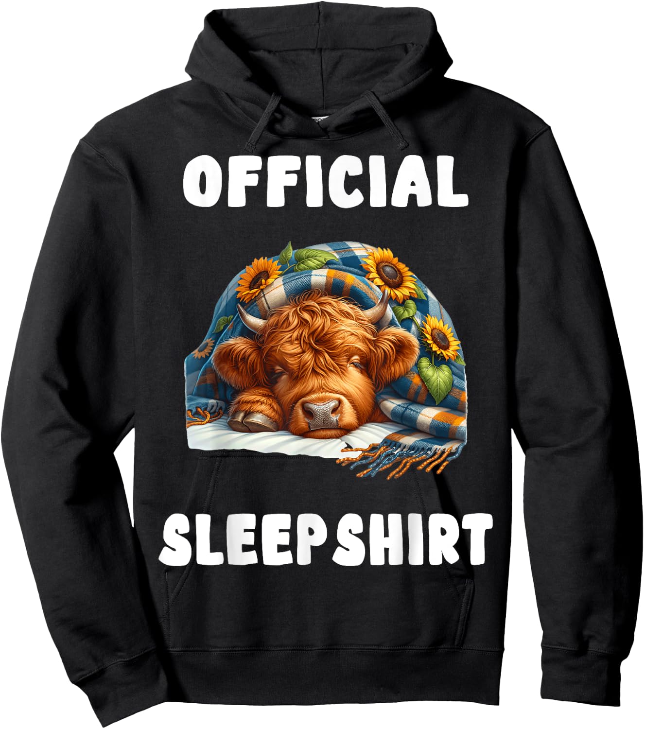 Highland_cow - Official Sleepshirt Pajamas Nightgown Hoodie - Hoodie | Black