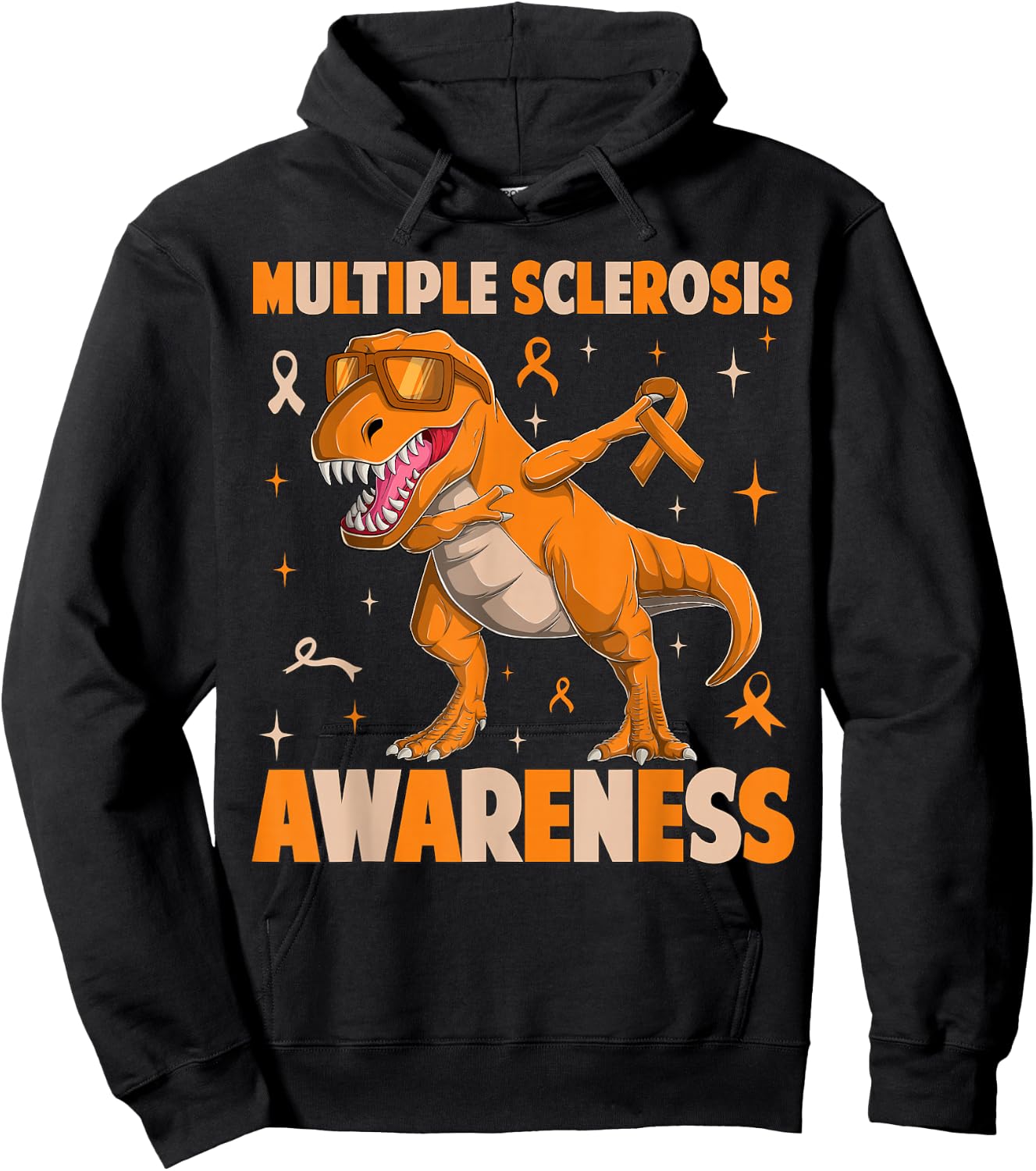 Multiple Sclerosis MS Awareness T-rex Dinosaur Gifts Hoodie - Hoodie | Black