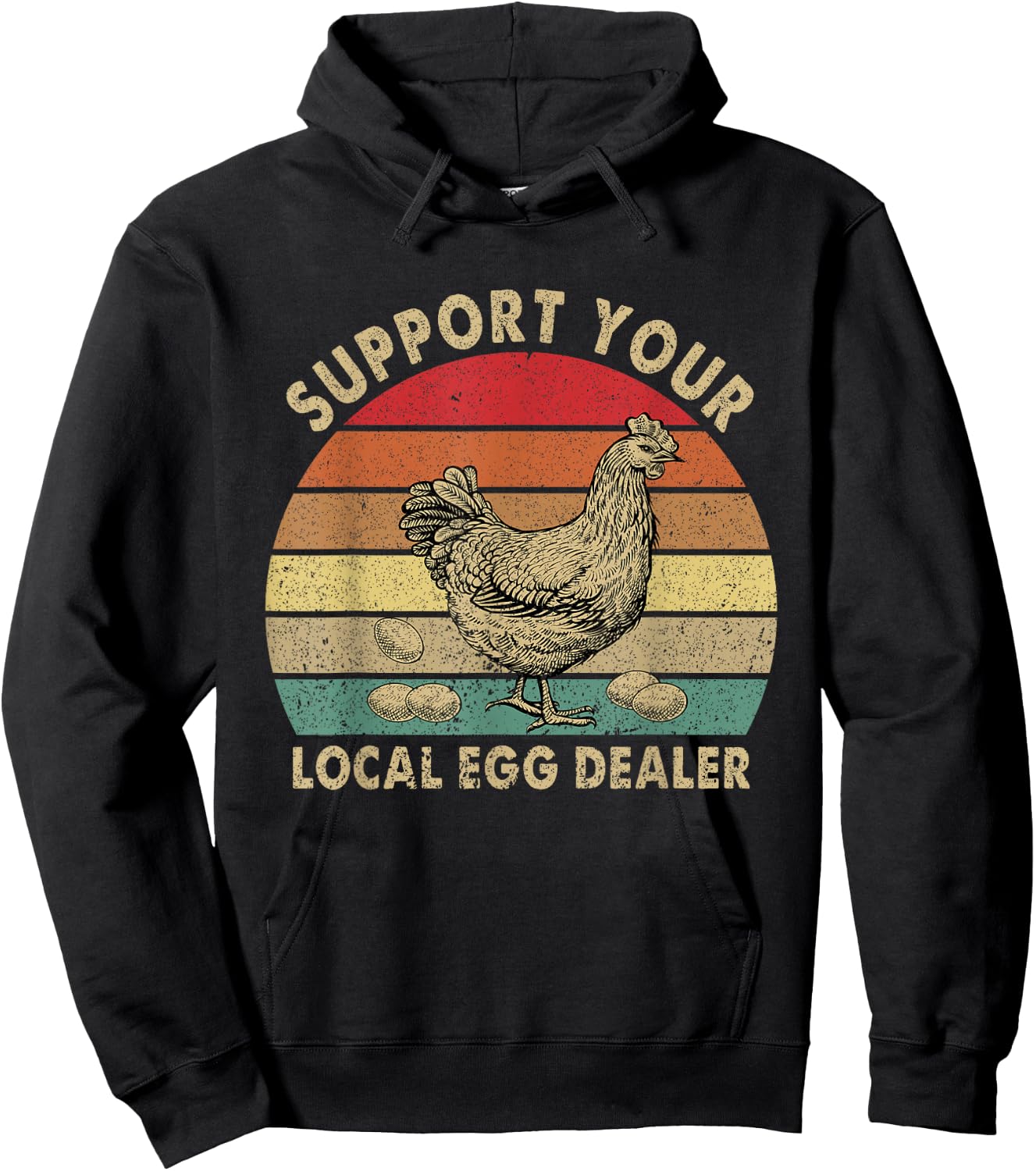 Vintage Farmer Chicken Lover Support Your Local Egg Dealer Hoodie - Hoodie | Black