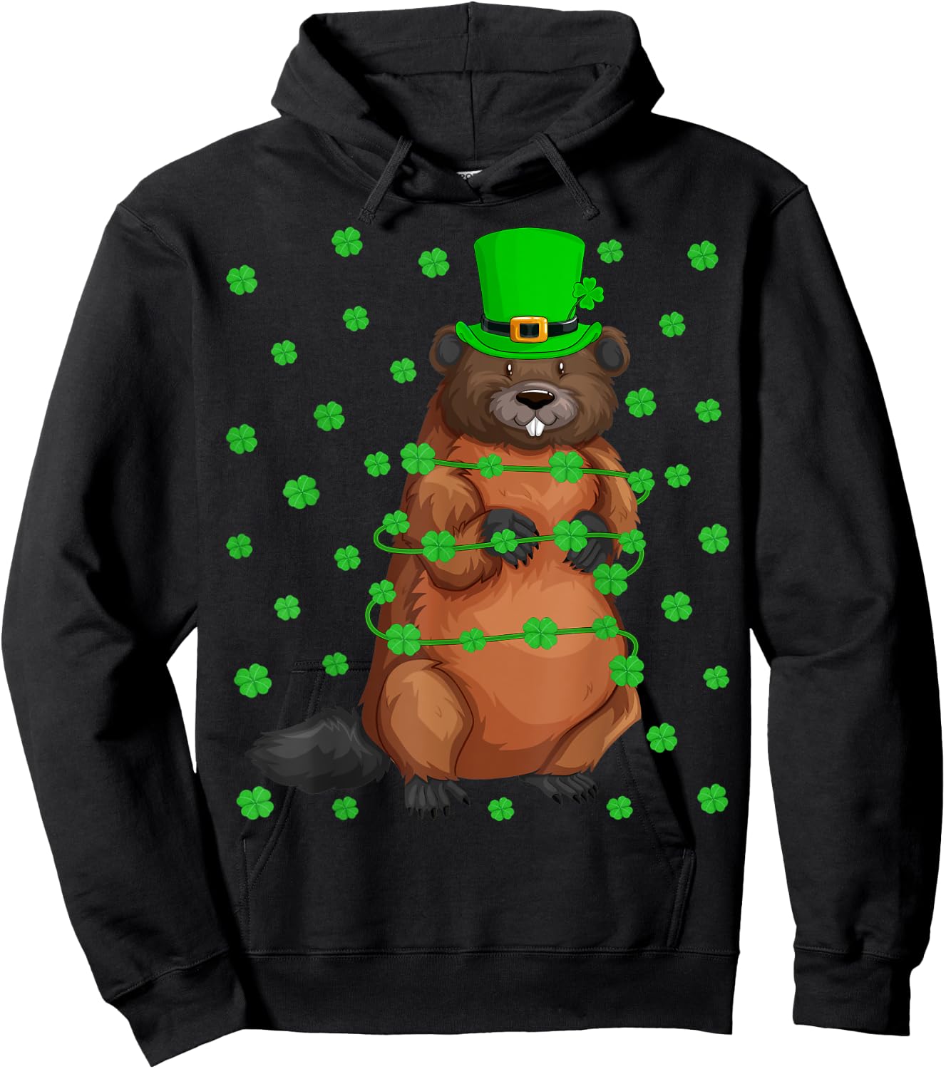 Irish Shamrock Leprechaun Beaver St. Patrick's Day Hoodie - Hoodie | Black