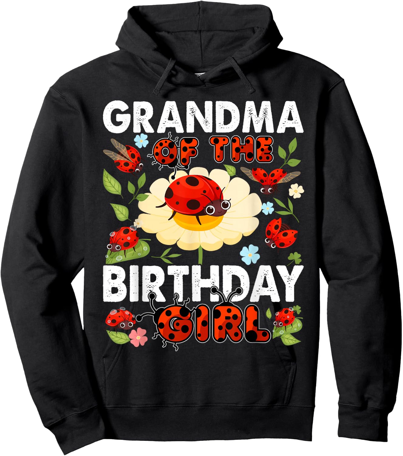 Grandma Of The Birthday Girl - Family Ladybug Birthday Hoodie - Hoodie | Black