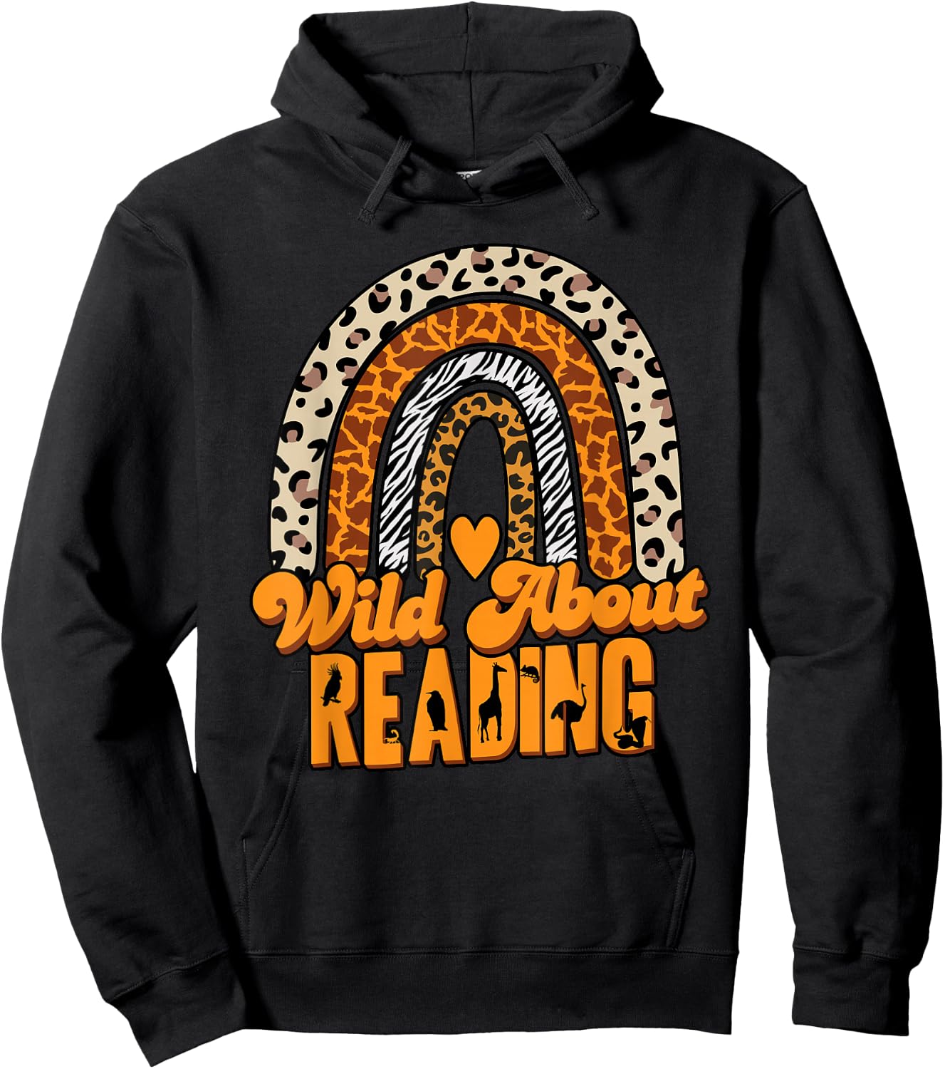 Wild About Reading Books Teacher Leopard Rainbow Hoodie - Hoodie | Black