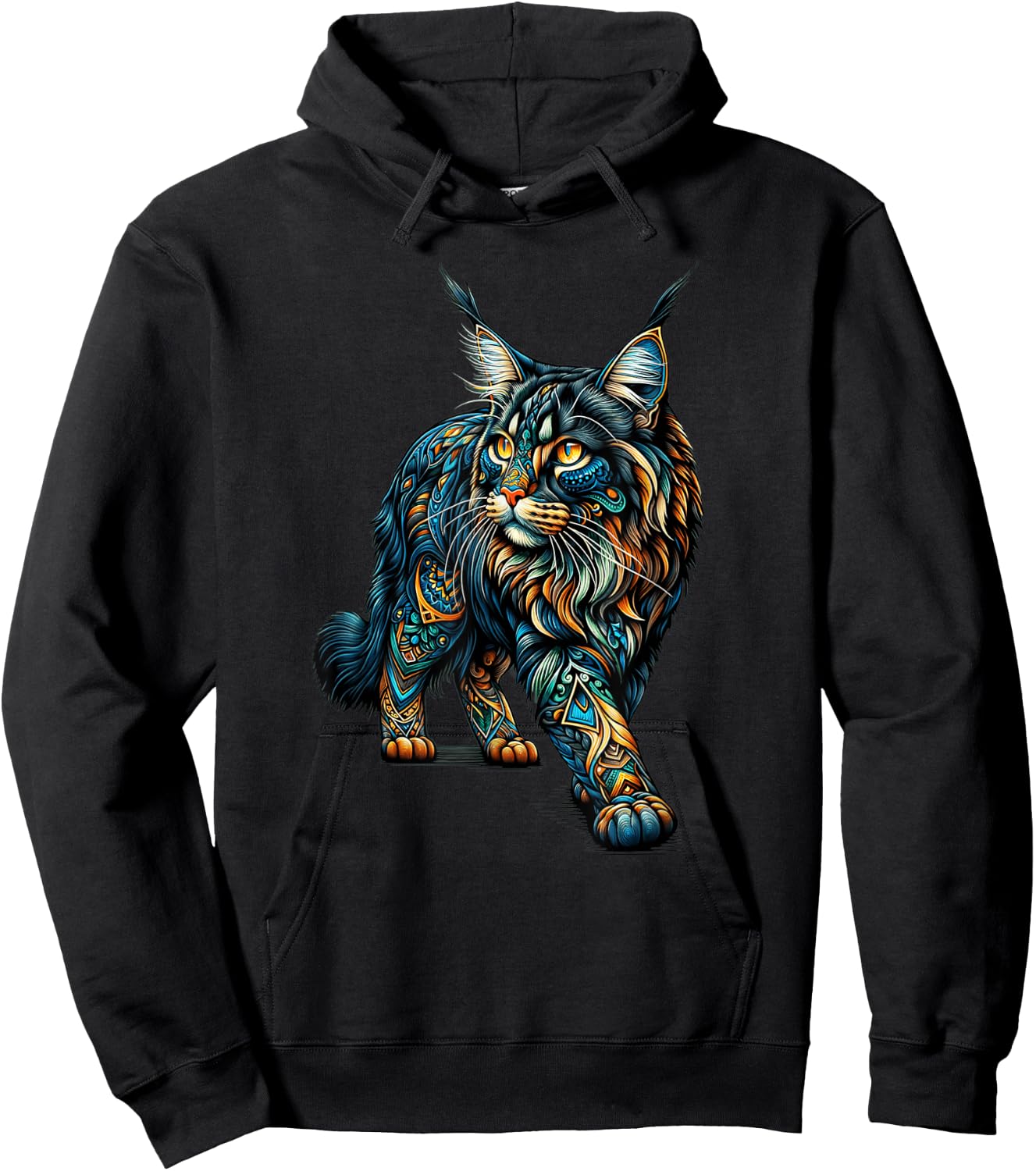 Mandala Maine Coon Cat Maine Coons Hoodie - Hoodie | Black