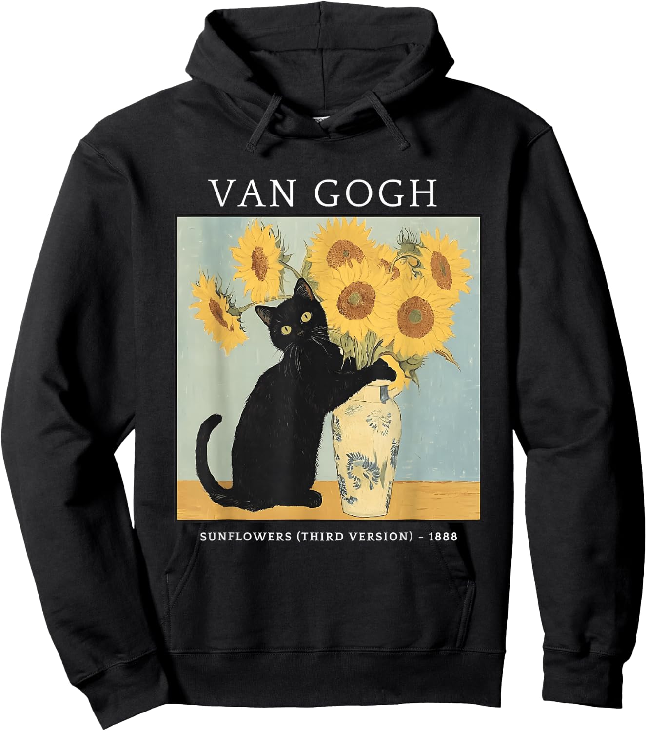 Van Gogh Sunflowers Cat Meme Van Gogh Art Graphic Funny Hoodie - Hoodie | Black