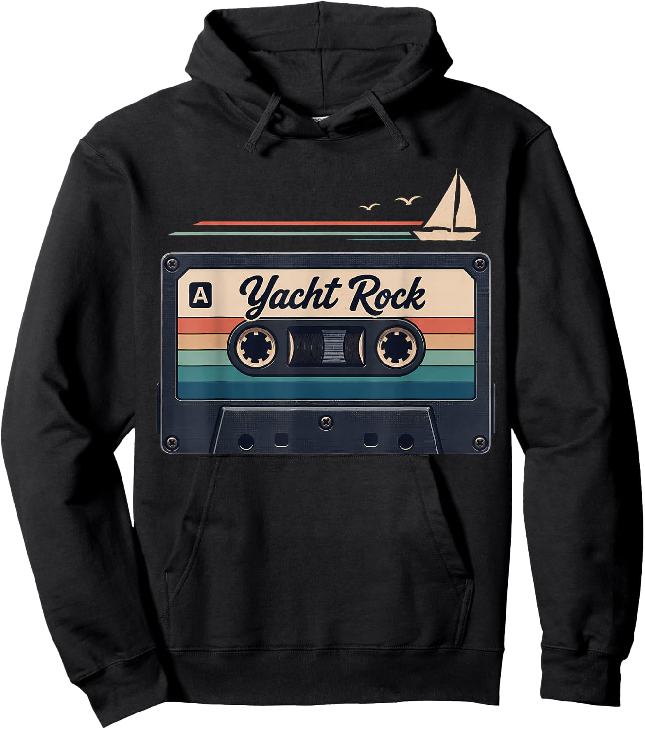 Yacht Rock Retro Cassette Tape Sailing Music Design Hoodie - Hoodie | Black