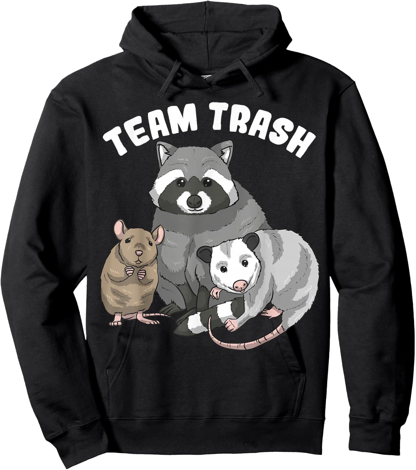 Rat Raccoon Racoon Opossum Possum Team Trash Funny Gift Hoodie - Hoodie | Black