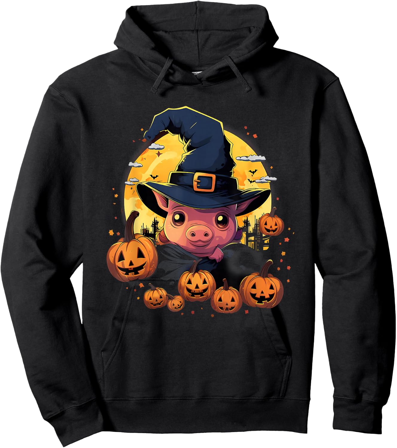 Spooky Pig Witch Halloween Hoodie - Hoodie | Black