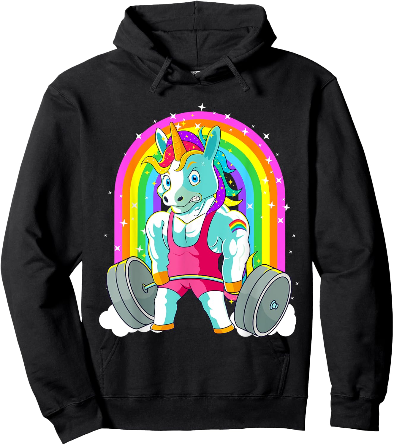 Gym Unicorn Deadlift Weightlifting Workout Pride Men Women Hoodie - Hoodie | Black