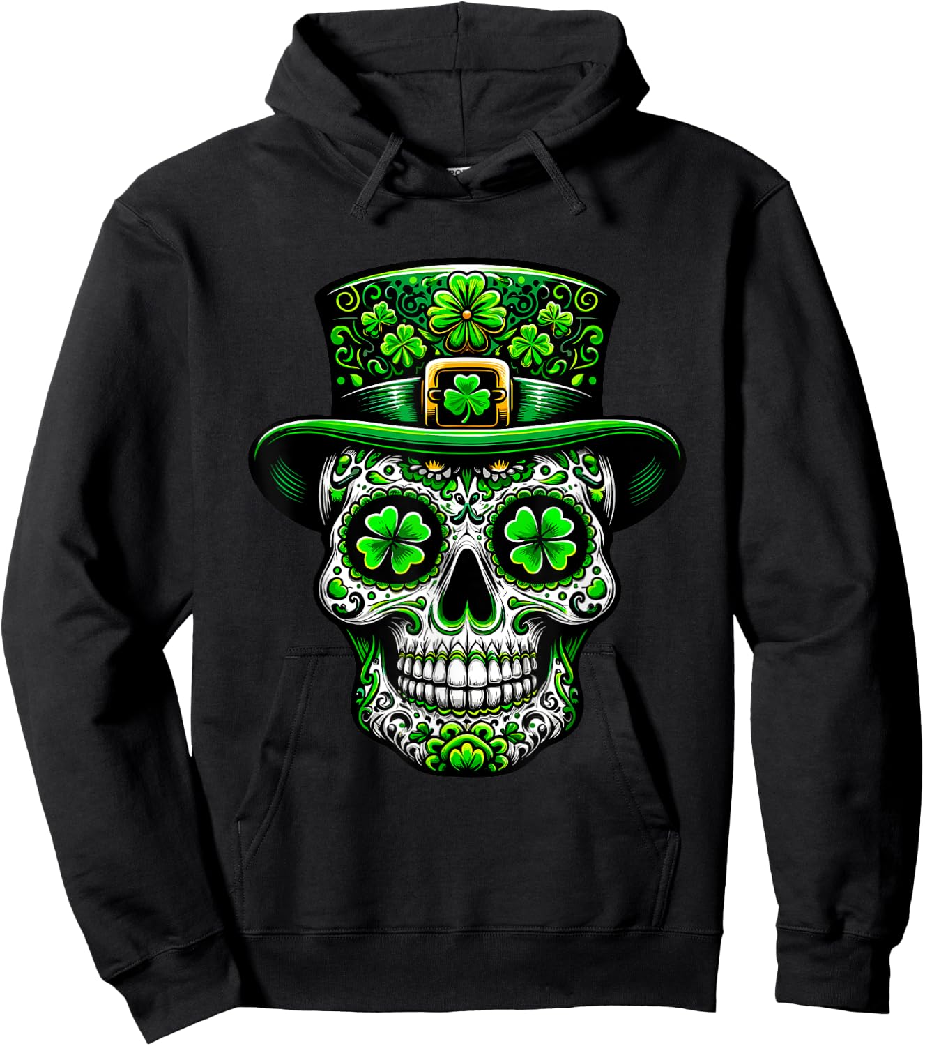 Ireland Sugar Skull Clover Irish St Patricks Day Costume , black Hoodie - Hoodie | Black