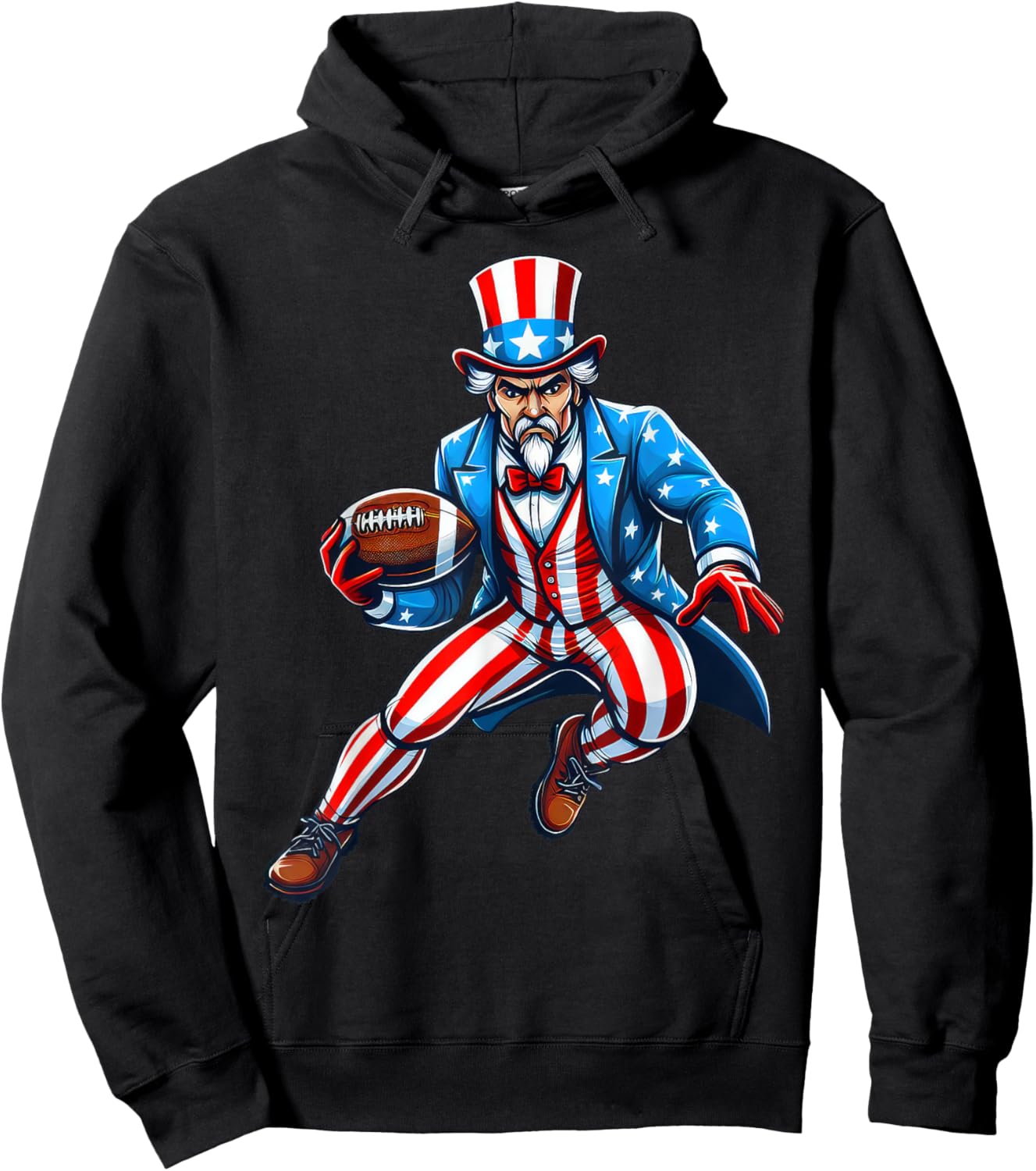 Uncle Sam Football Player 4th of July Patriotic Hoodie - Hoodie | Black
