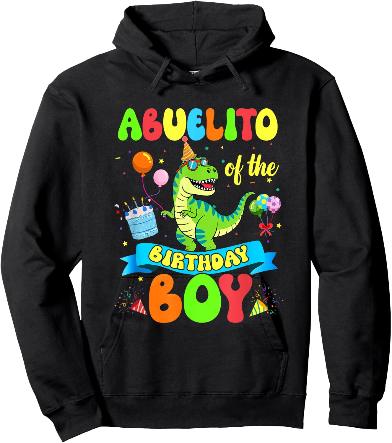 Abuelito of The Birthday Boy Trex Dinosaur Birthday Family Hoodie - Hoodie | Black