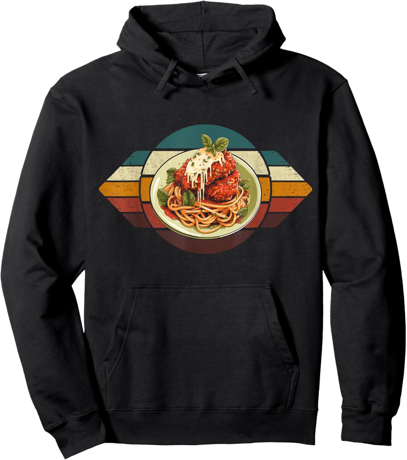 Parmigiana Retro Parmesan Chicken Parm Vintage Italian Food Hoodie - Hoodie | Black