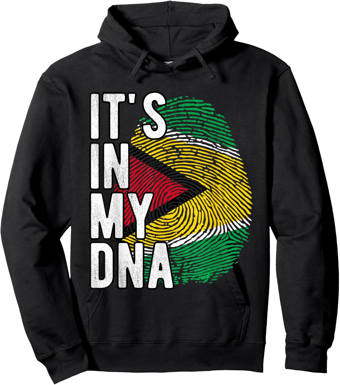 Funny it's in my DNA Guyana flag Fingerprint Hoodie - Hoodie | Black