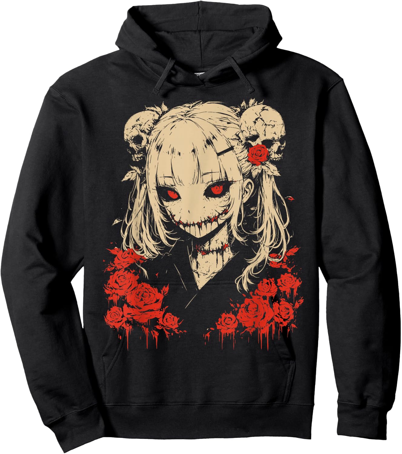 Horror Anime Manga | Japan Japanese Creepy Kawaii Goth , black Hoodie - Hoodie | Black