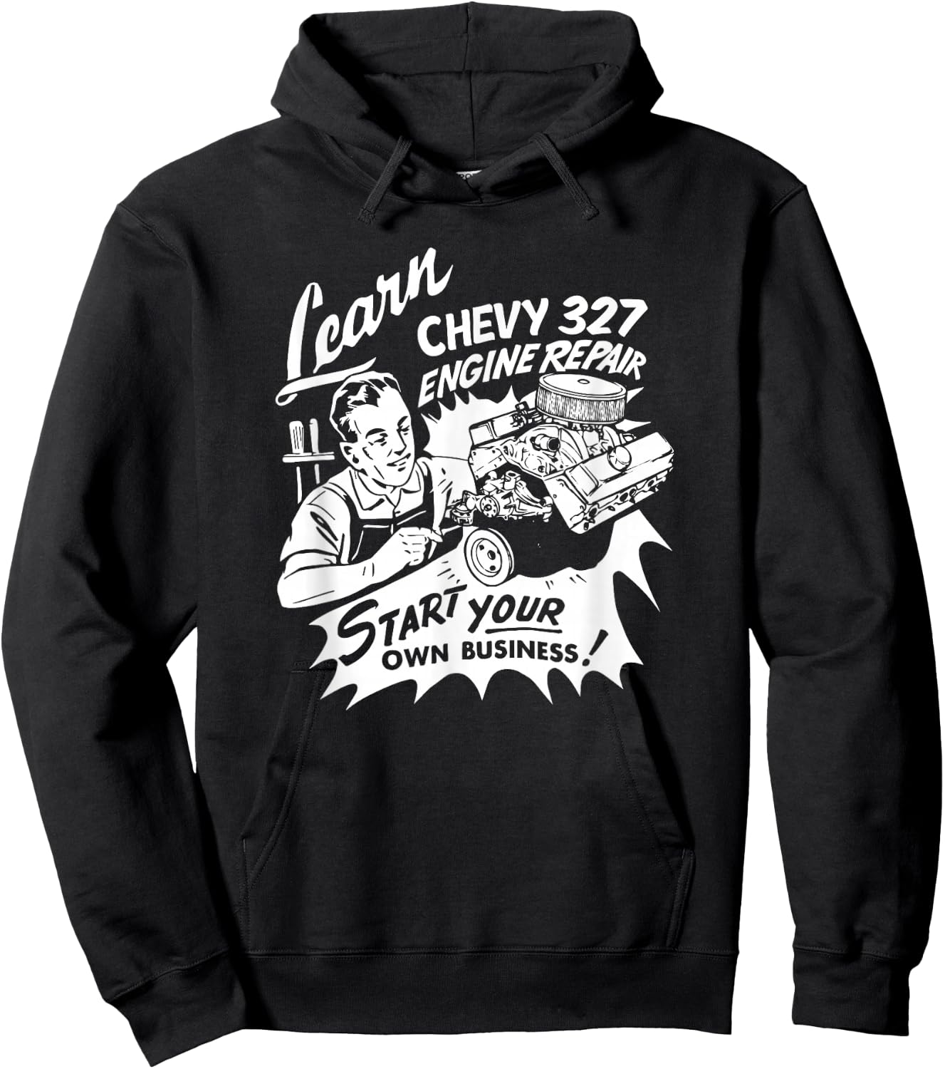 Learn GM 327 Engine Repair Vintage Retro Car Truck Design Hoodie - Hoodie | Black