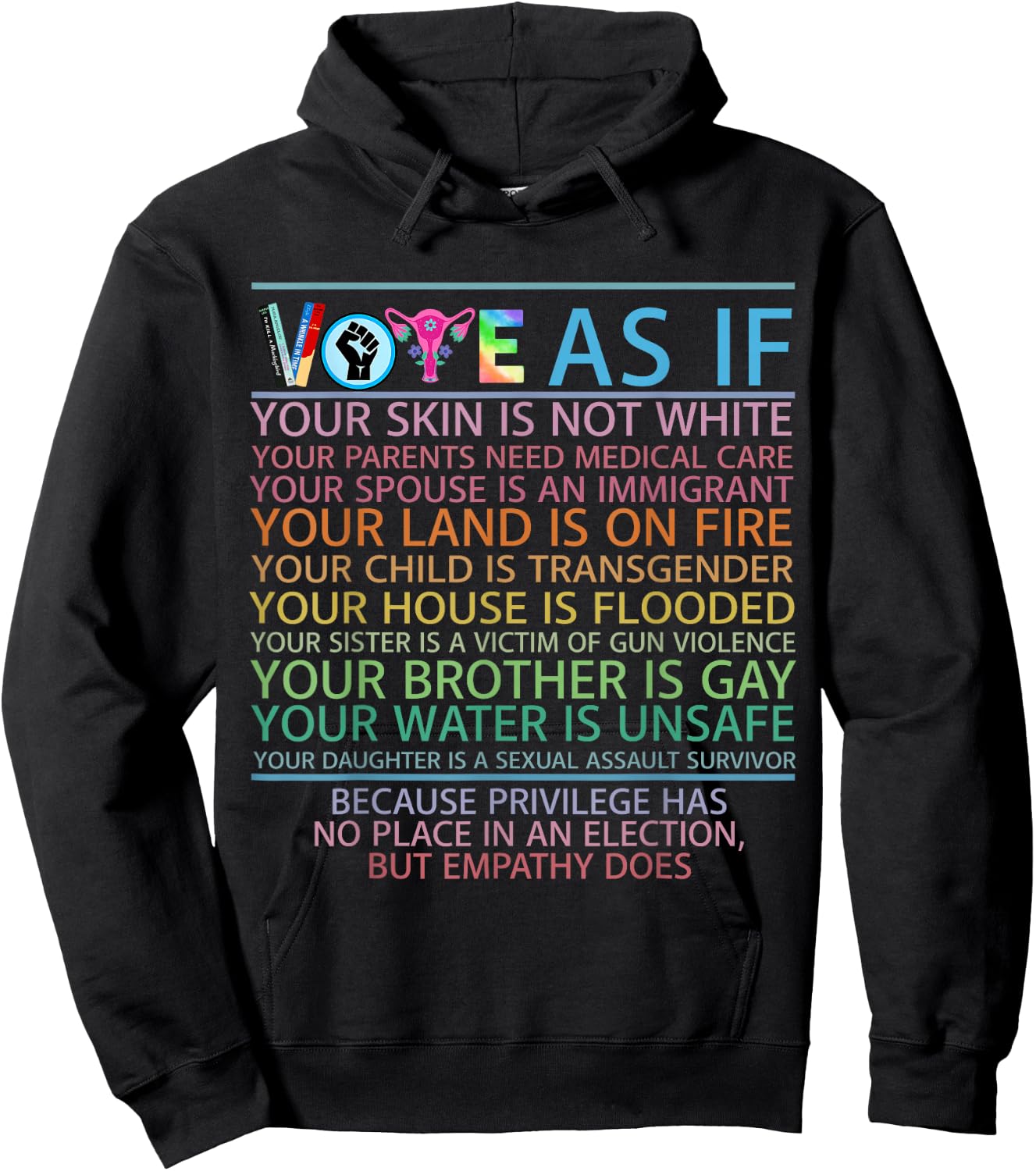 Vote As If Your Skin Is Not White Human's Rights Hoodie - Hoodie | Black