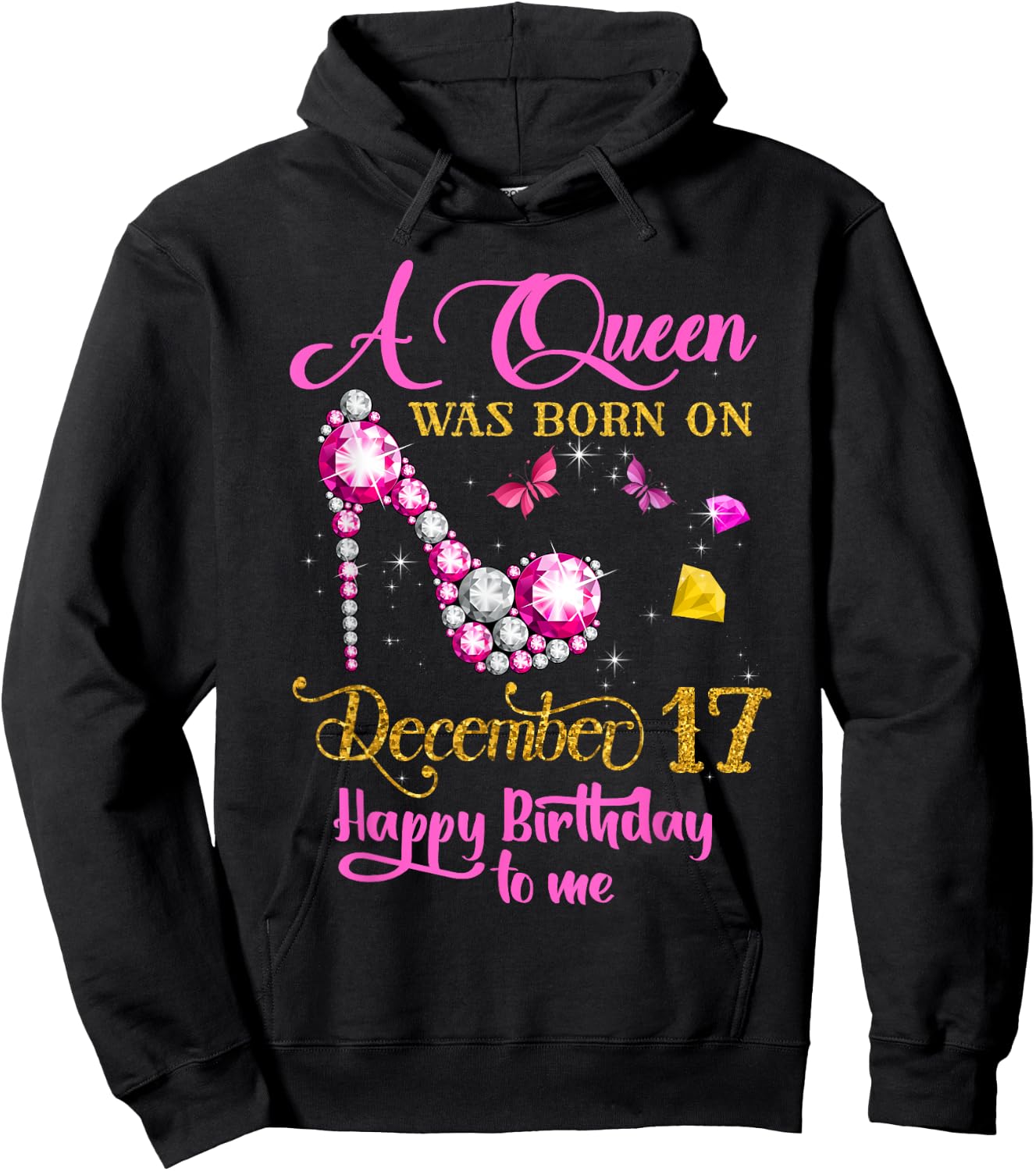 A Queen Was Born on December 17, 17th December Birthday Hoodie - Hoodie | Black