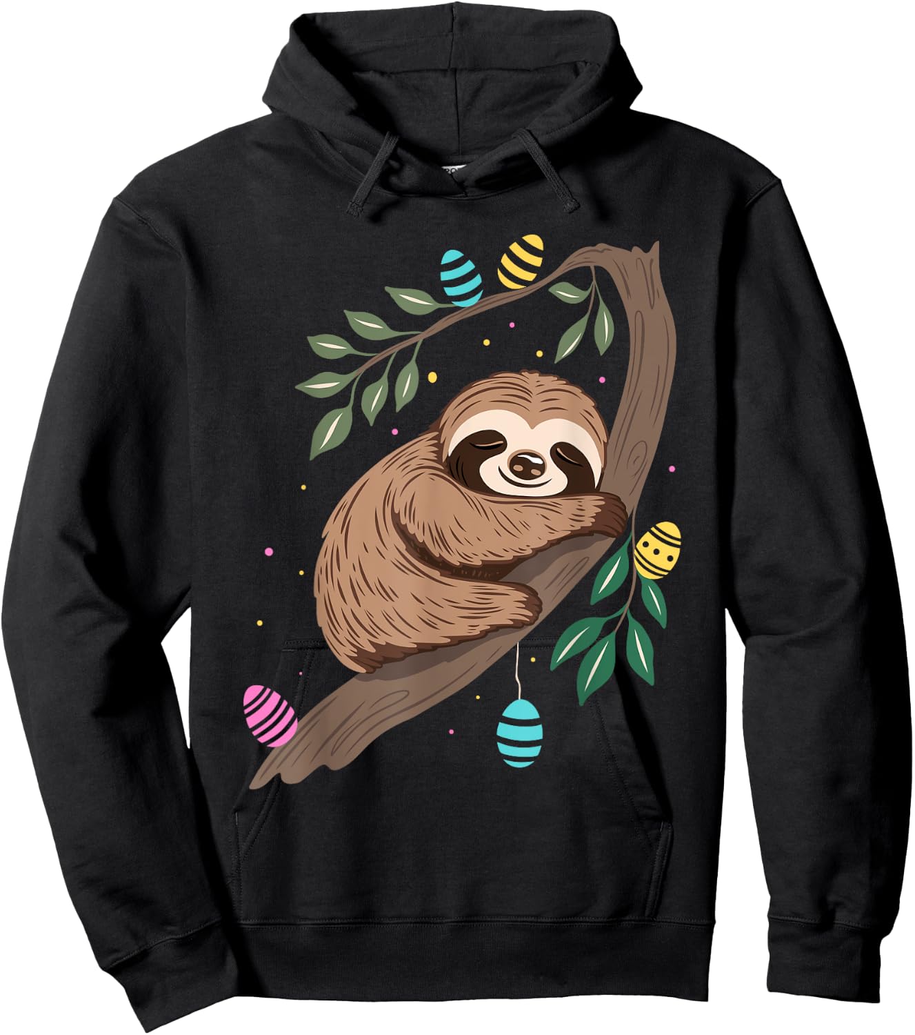Oster Faultier mit Ostereier im Frühling Cute Animals Art Hoodie - Hoodie | Black