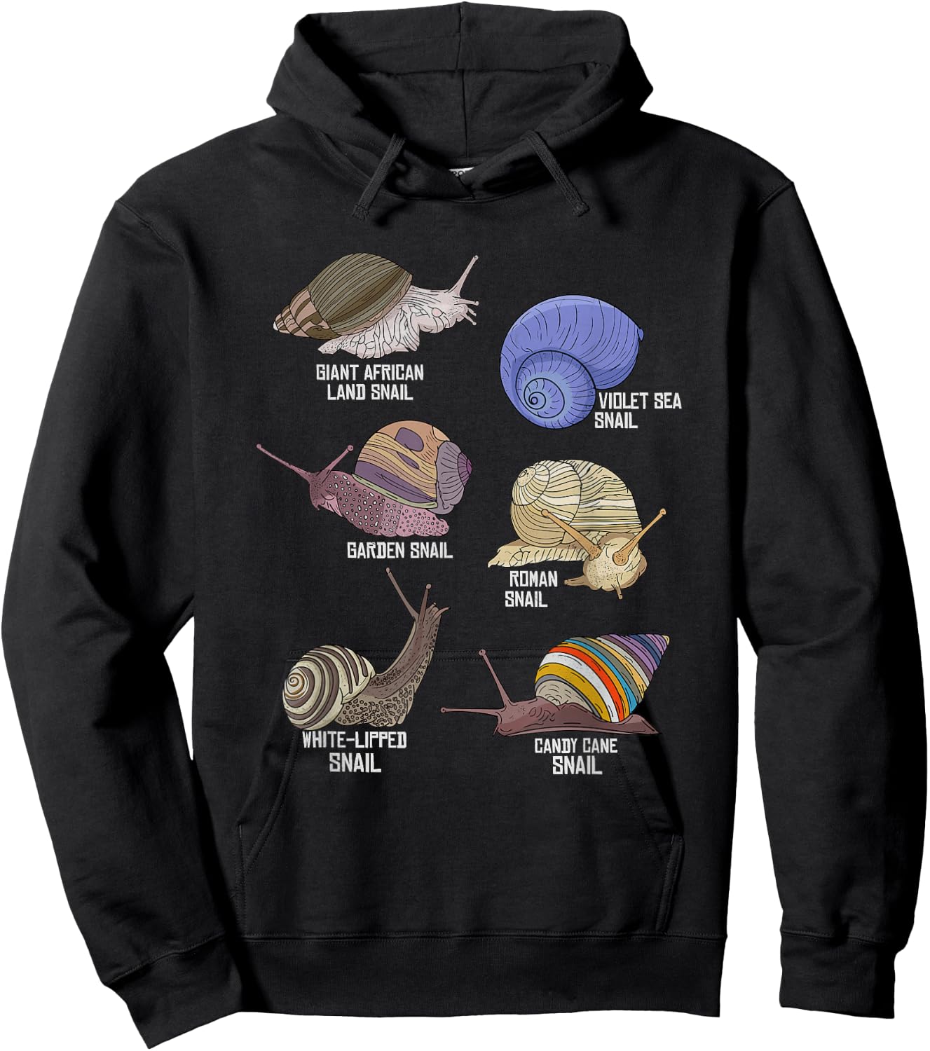 Snail Species Illustration Biology Snail Species Snails Hoodie - Hoodie | Black
