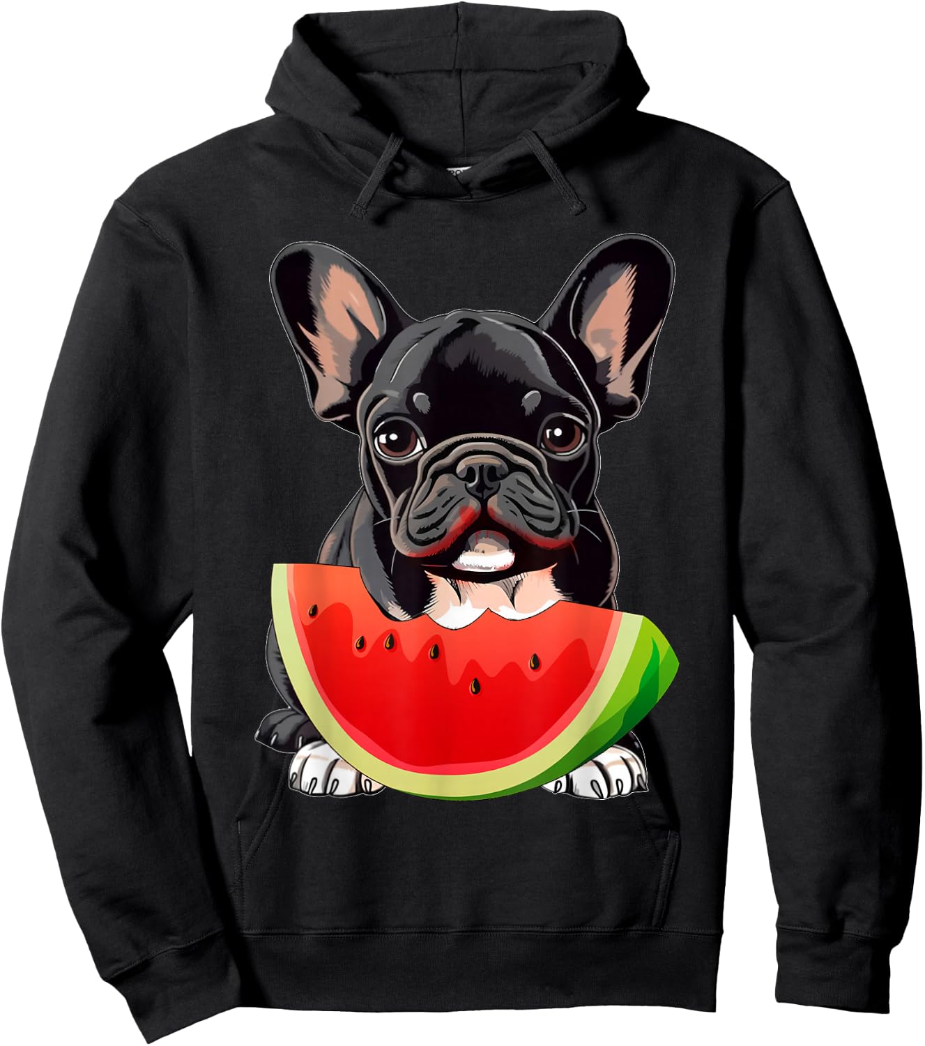 Funny French Bulldog Dog & Watermelon Slice Summer Vacation Hoodie - Hoodie | Black