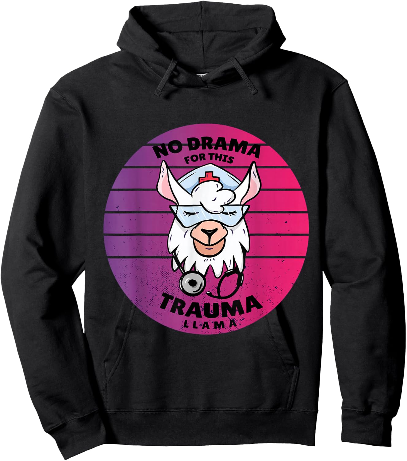 Nurse LLama No Drama Trauma Llama Hospital Nurse Alpaca Hoodie - Hoodie | Black