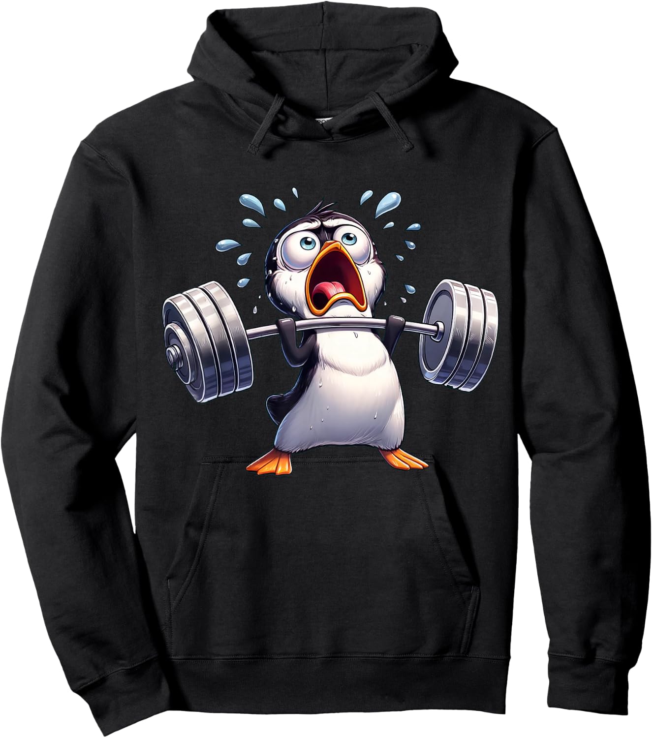 Strong Penguin Lifting Weights Workout Training Hoodie - Hoodie | Black