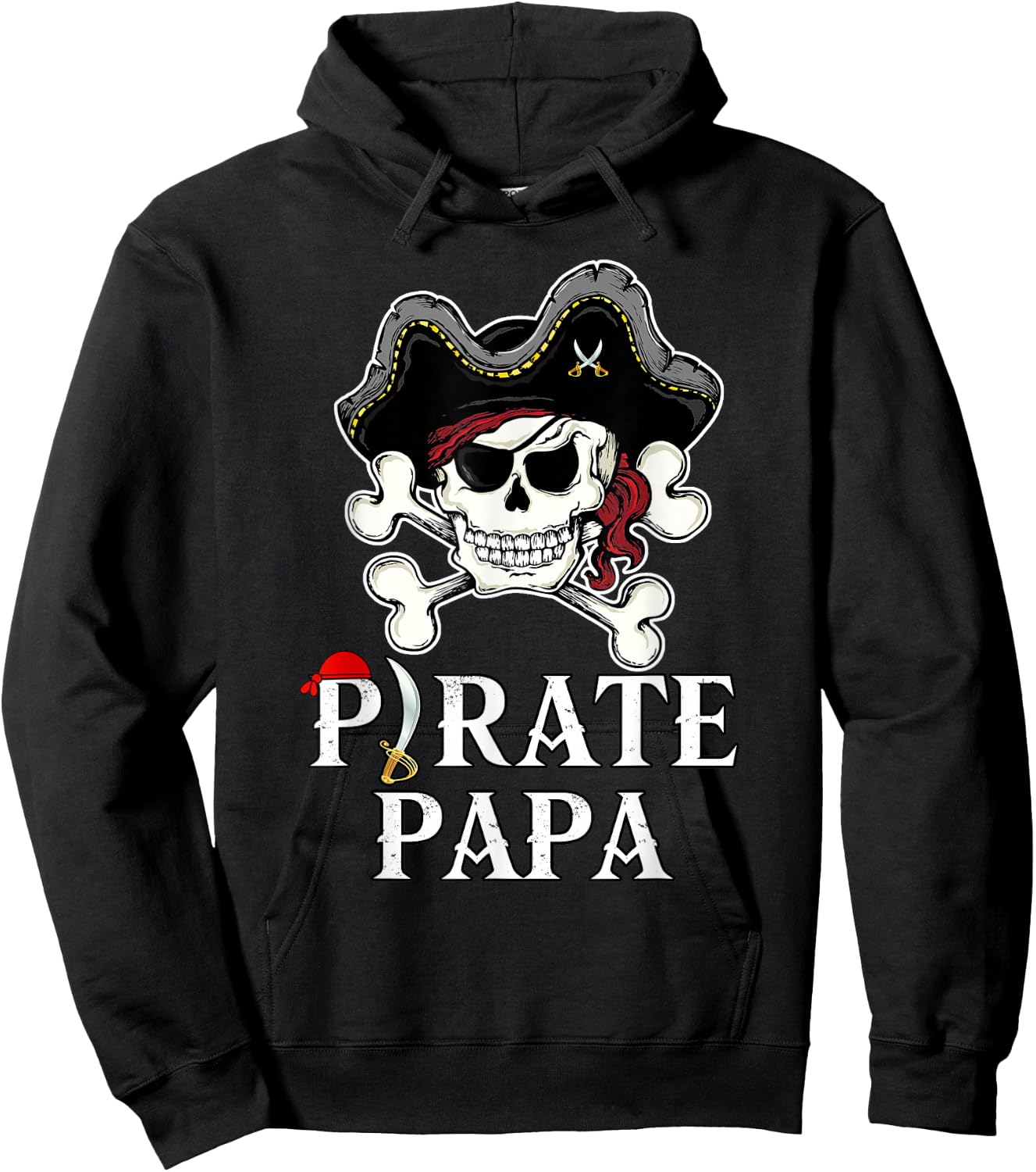 Piraten Papa Kostüm Jolly Roger gekreuzte Knochen Lustiger Piraten Papa Hoodie - Hoodie | Black