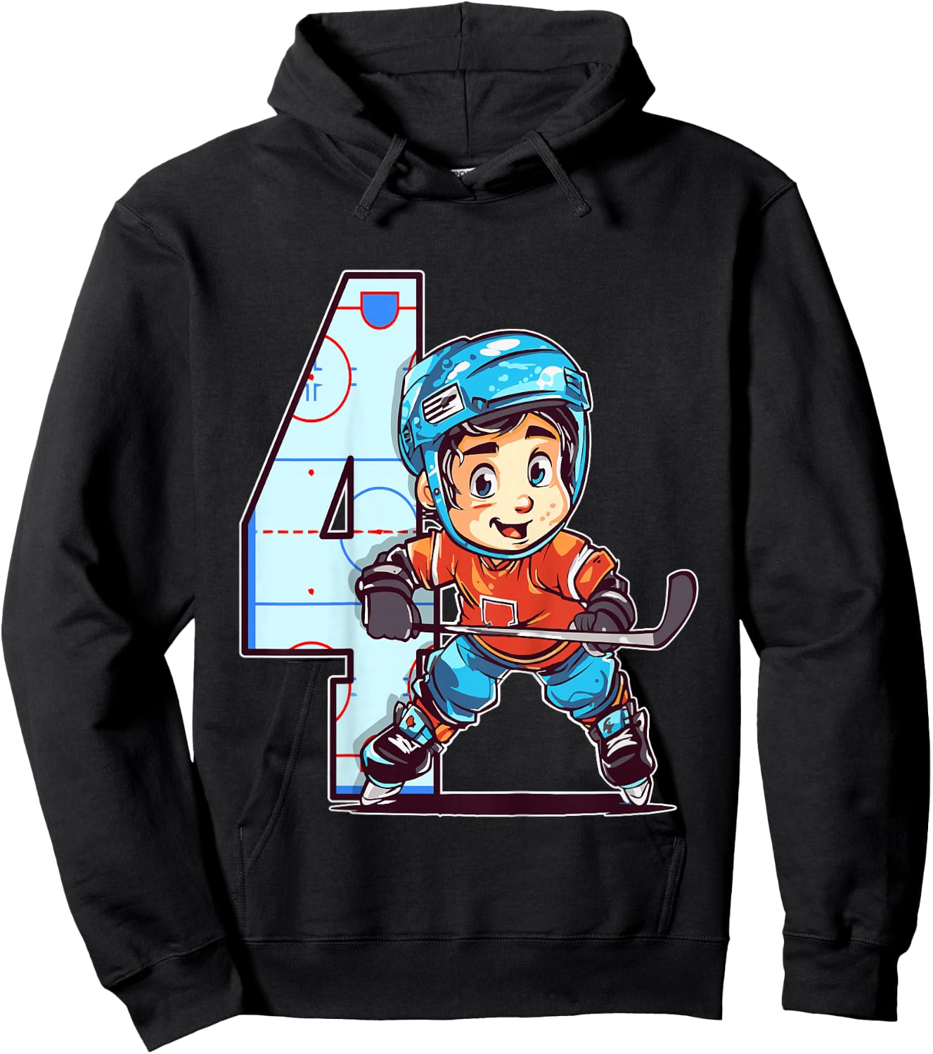 Eishockey Geburtstag - 4 Jahre alter Junge - 4. Geburtstag Hoodie - Hoodie | Black