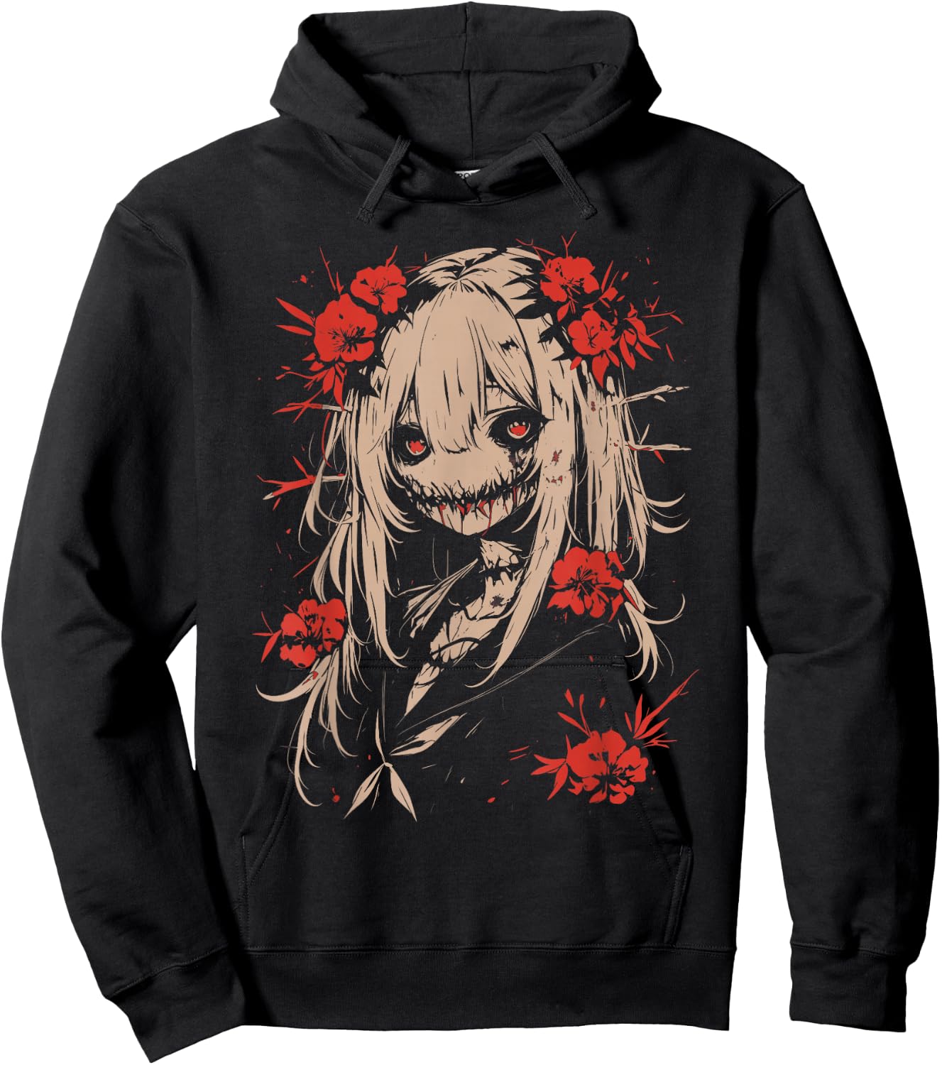 Horror Anime Manga | Japan Japanese Creepy Kawaii Goth , black Hoodie - Hoodie | Black