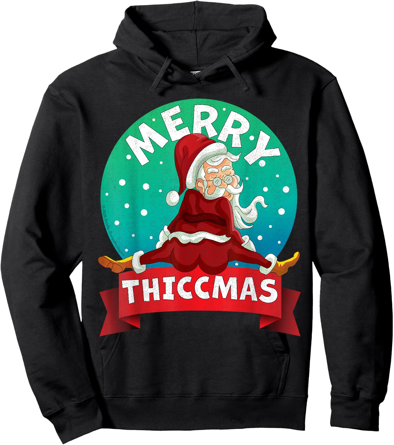 Merry Thiccmas Santa Claus Thicc Xmas Christmas Party Pajama Hoodie - Hoodie | Black