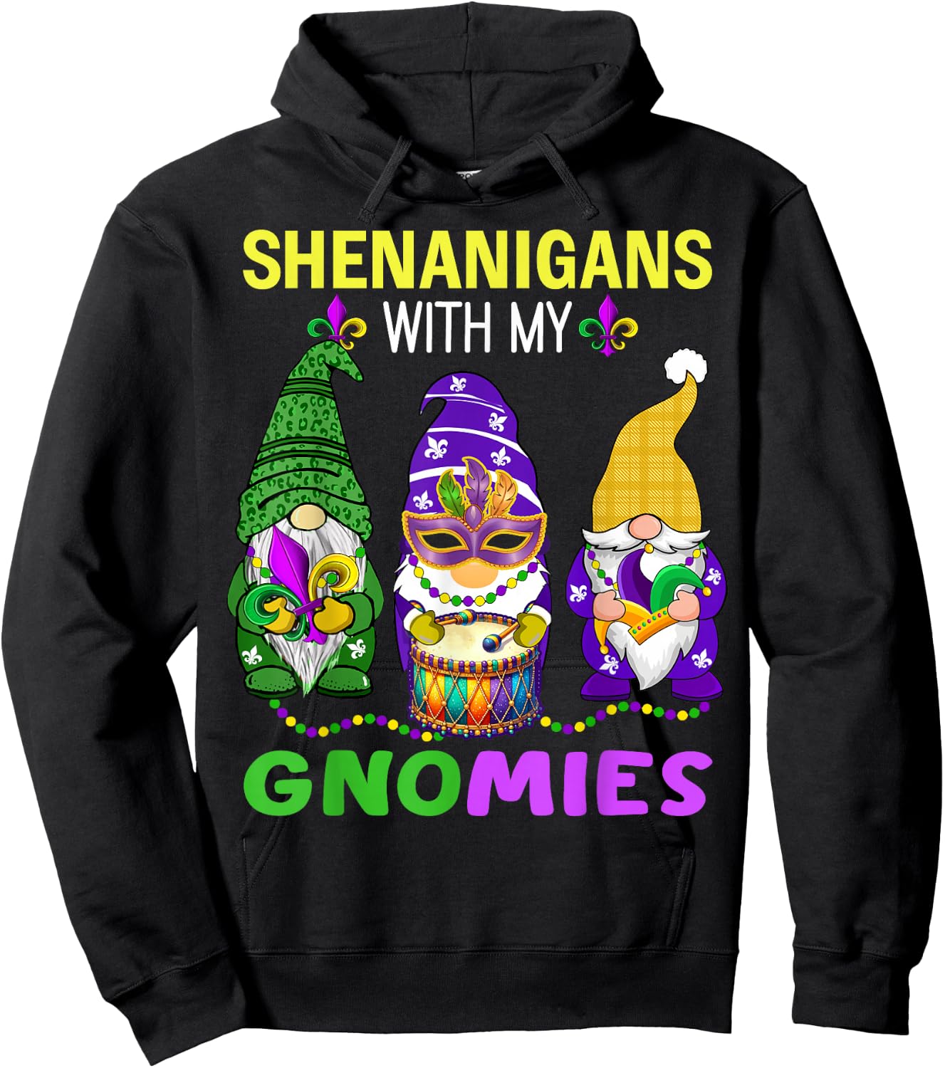Mardi Gras gnomes leopard Carnival New Orleans Trip women Hoodie - Hoodie | Black