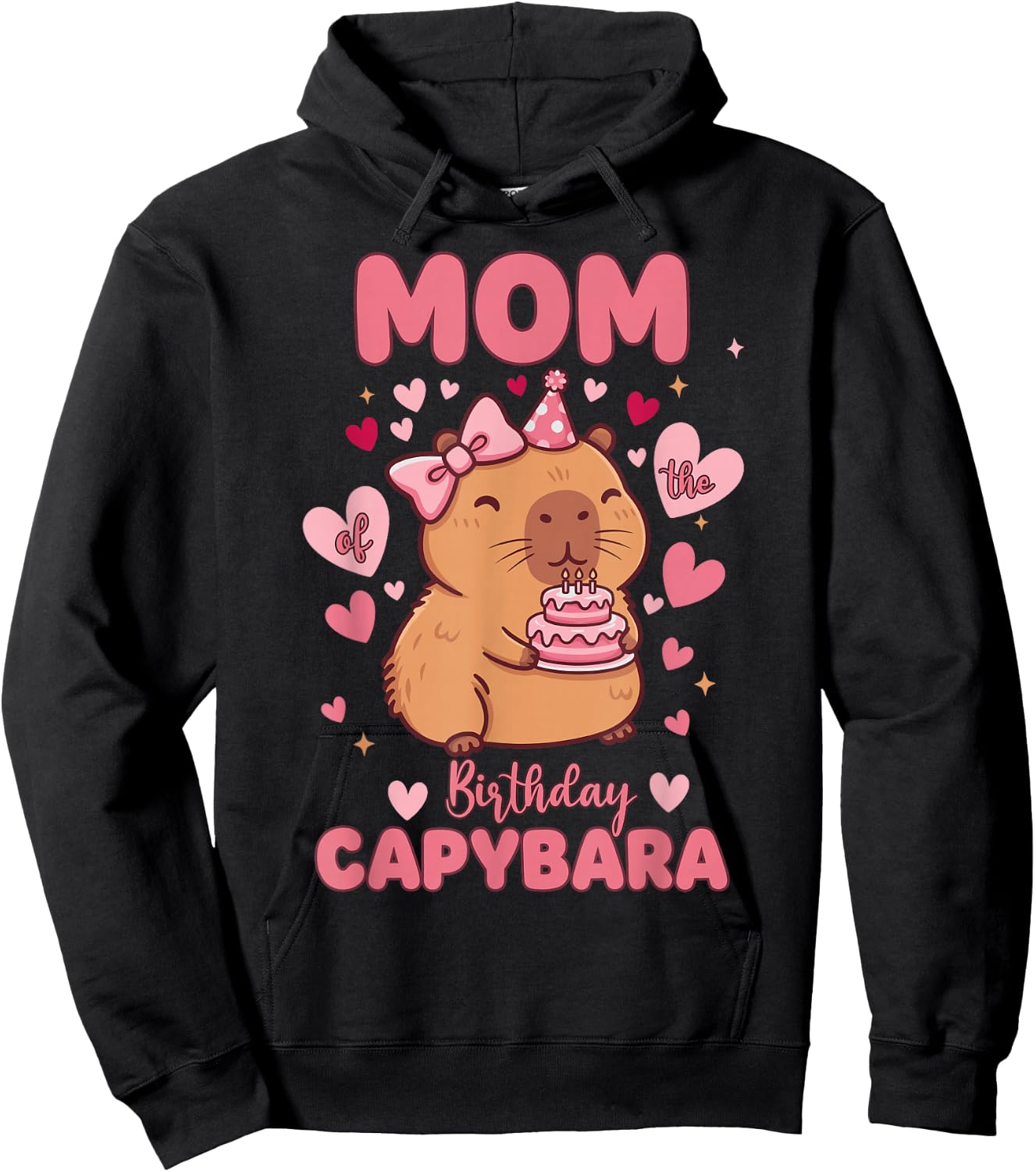 Mom of The Birthday Capybara Kawaii Birthday Girl Matching Hoodie - Hoodie | Black
