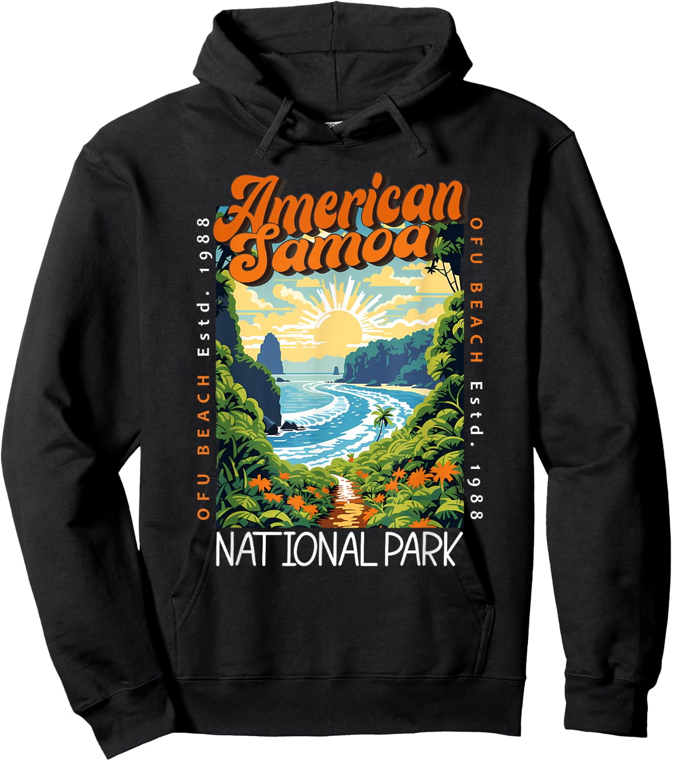American Samoa National Park Retro Distressed Vintage Hoodie - Hoodie | Black
