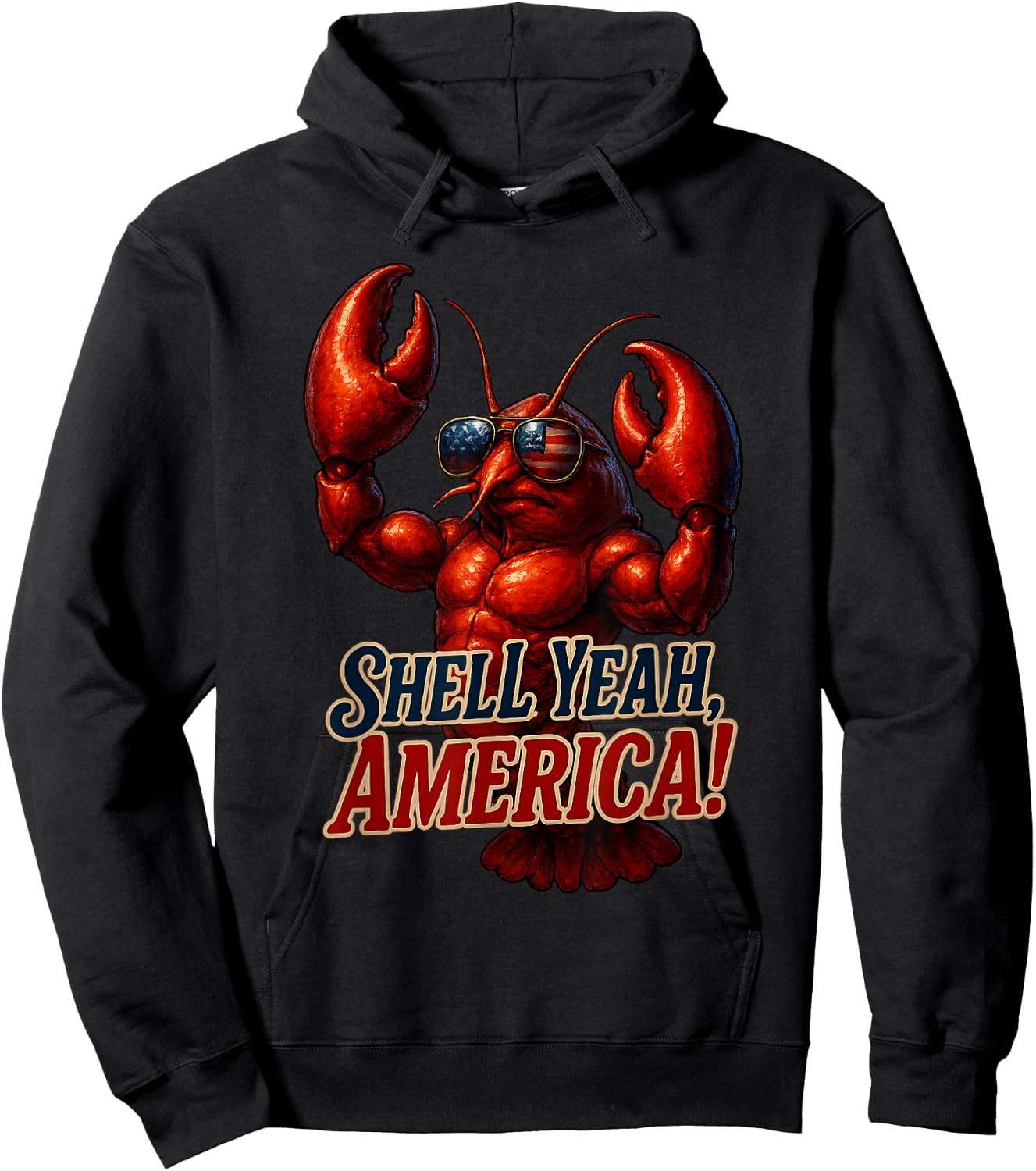 Crab Patriotic Lobster USA Shell Yeah America 4th of July Hoodie - Hoodie | Black