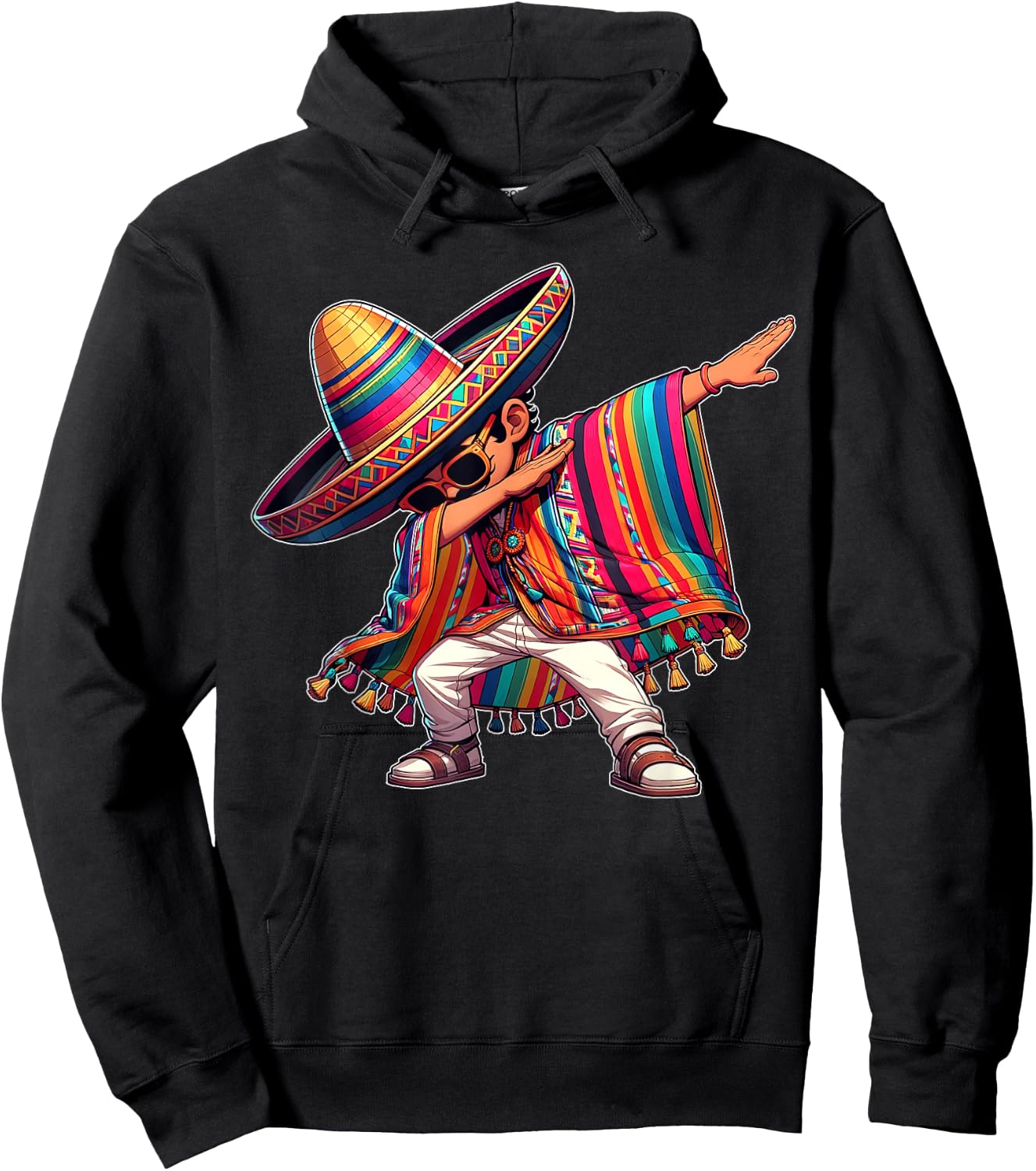 Dabbing Mexican Poncho Cinco de Mayo Men Sombrero Funny Dab Hoodie - Hoodie | Black