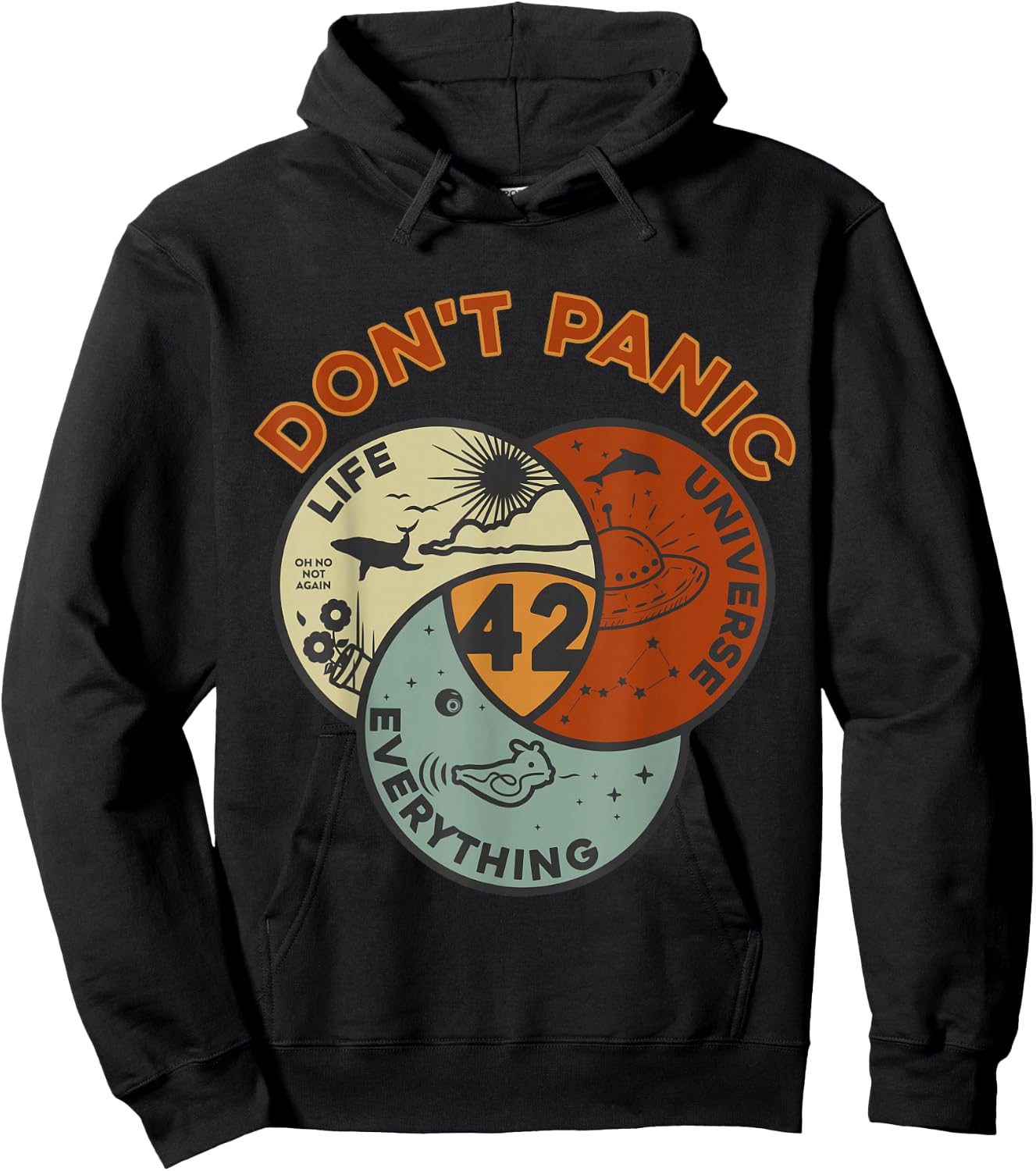 42 Answer to Life, the Universe and Everything No Panic , black Hoodie - Hoodie | Black