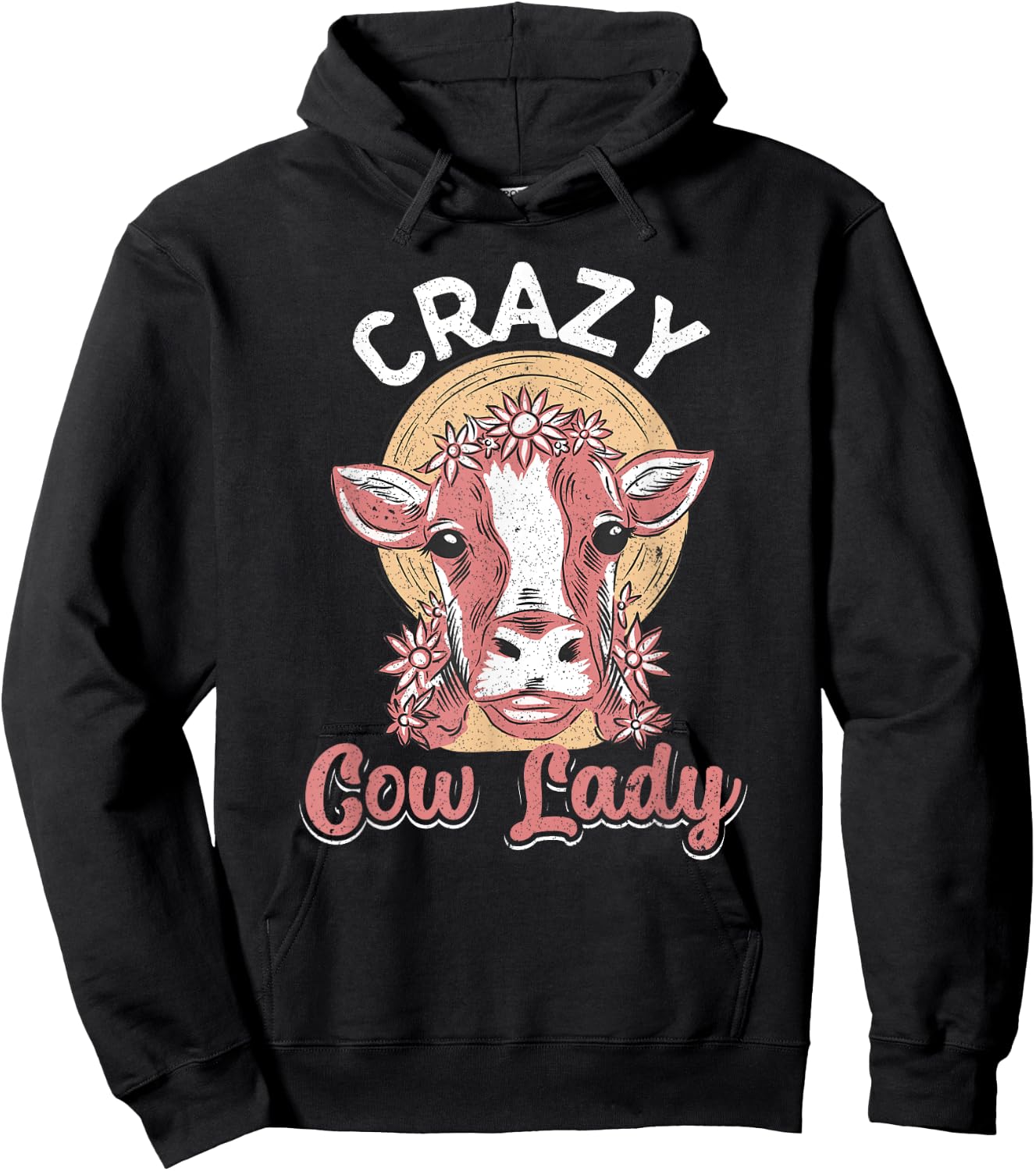Crazy Cow Lady Funny Cow Lover Women Girls Hoodie - Hoodie | Black